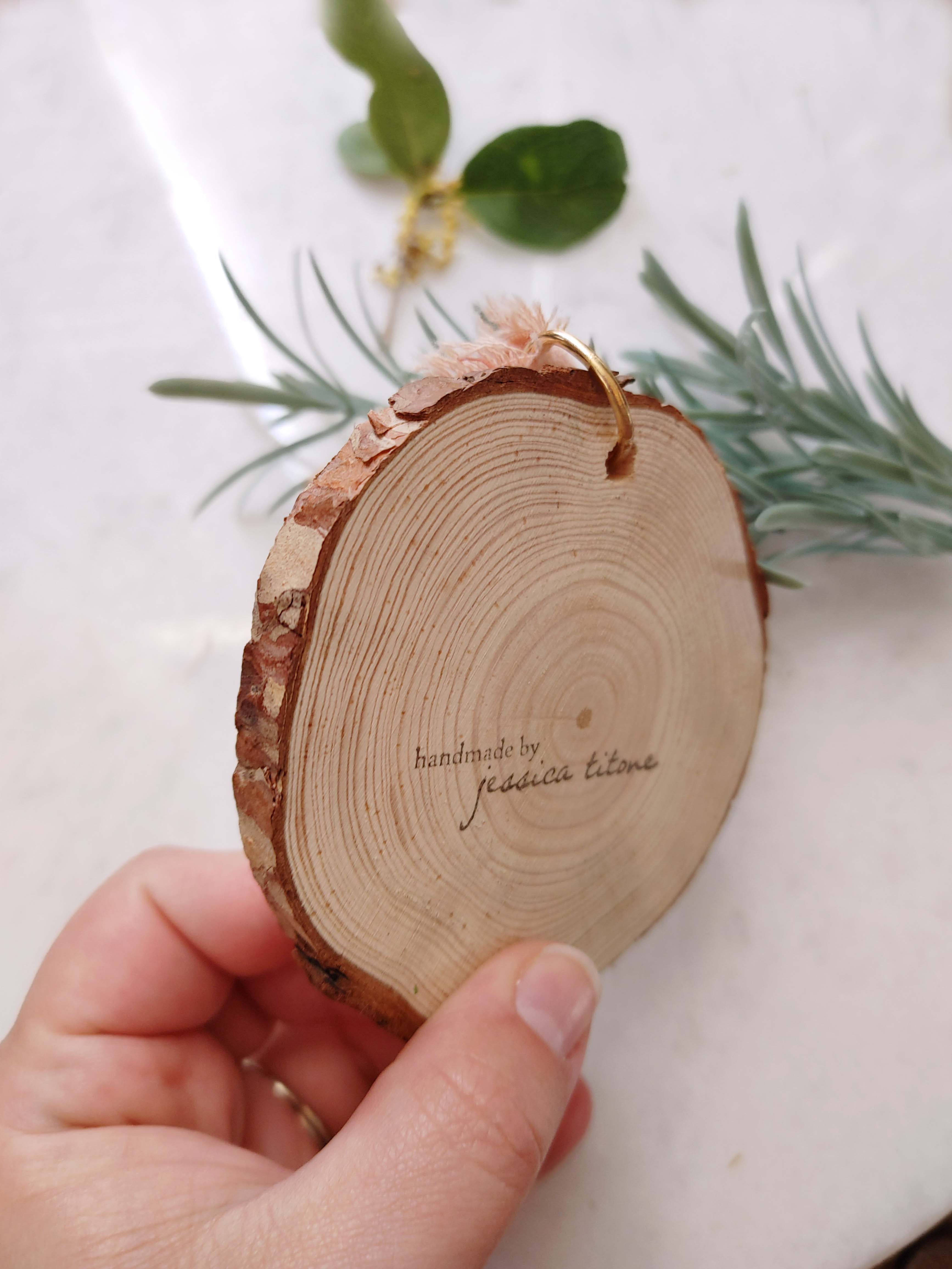 "Bear Hug" Wood Slice Ornament