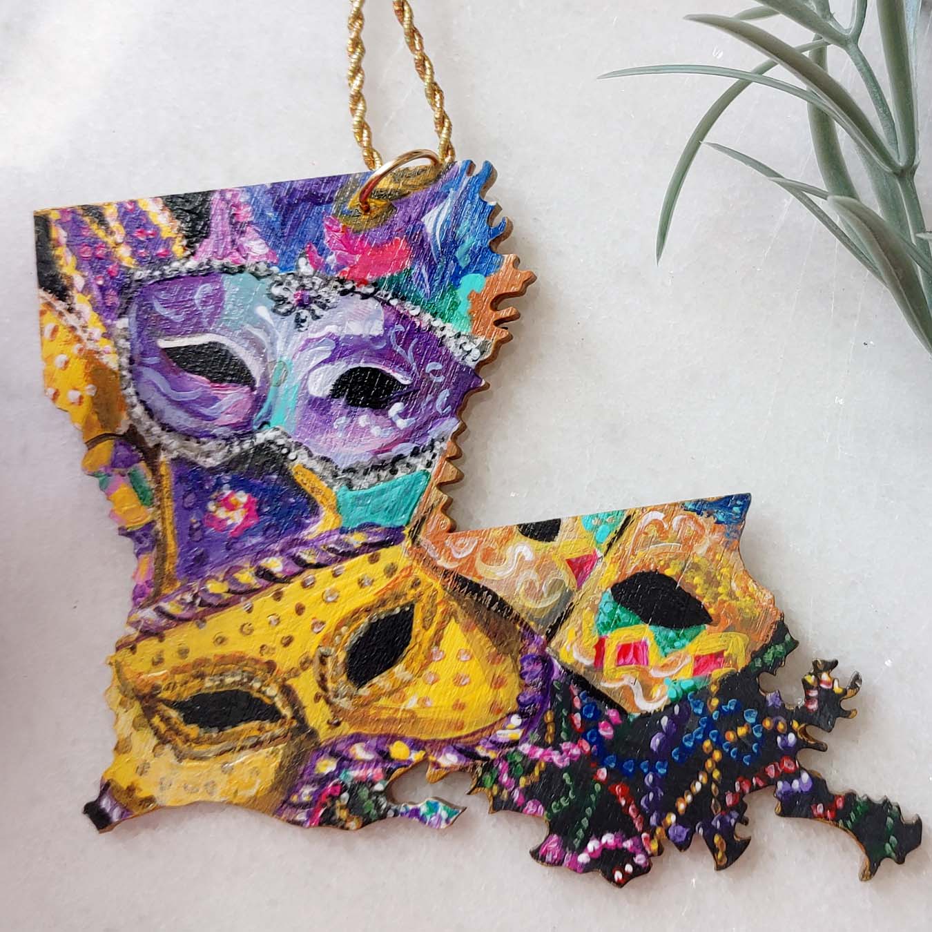 "Mardi Gras Masks" Louisiana Wooden Cutout