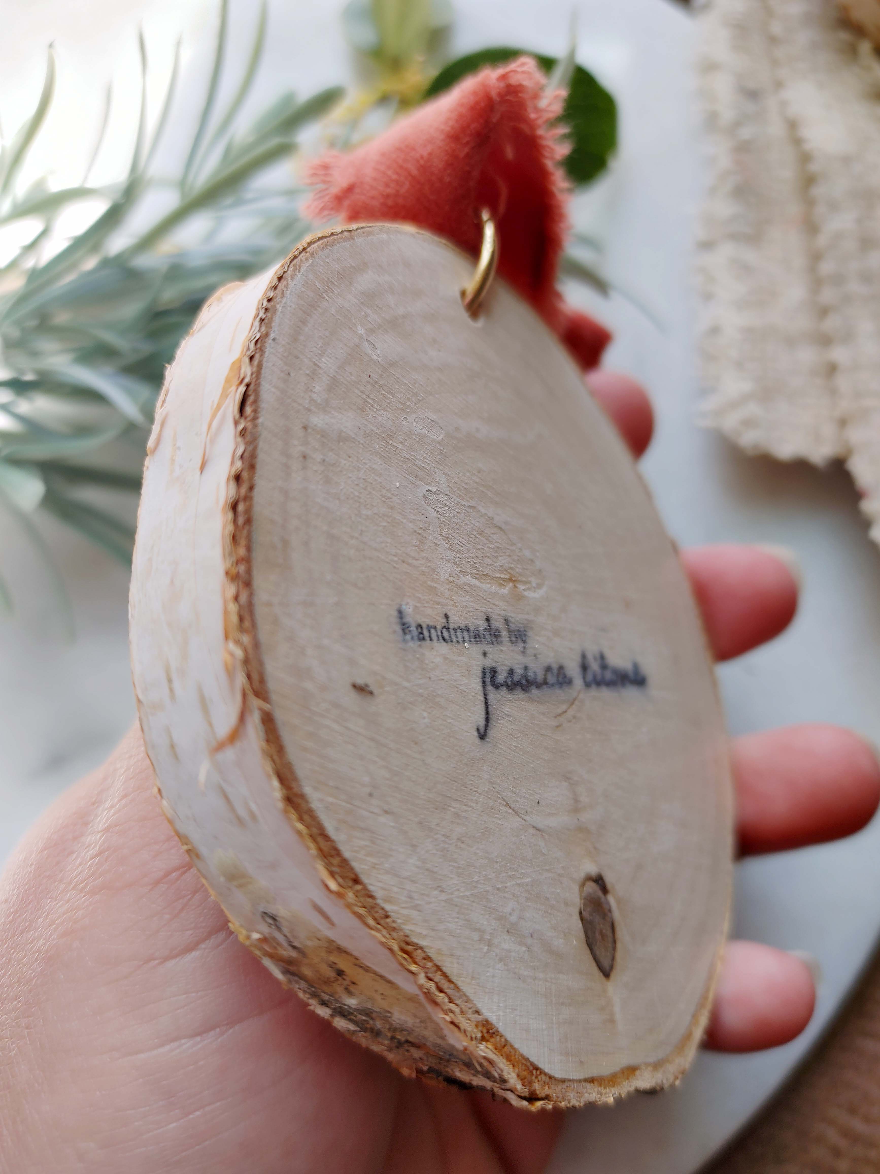 "Santa Pelican" Wood Slice Ornament