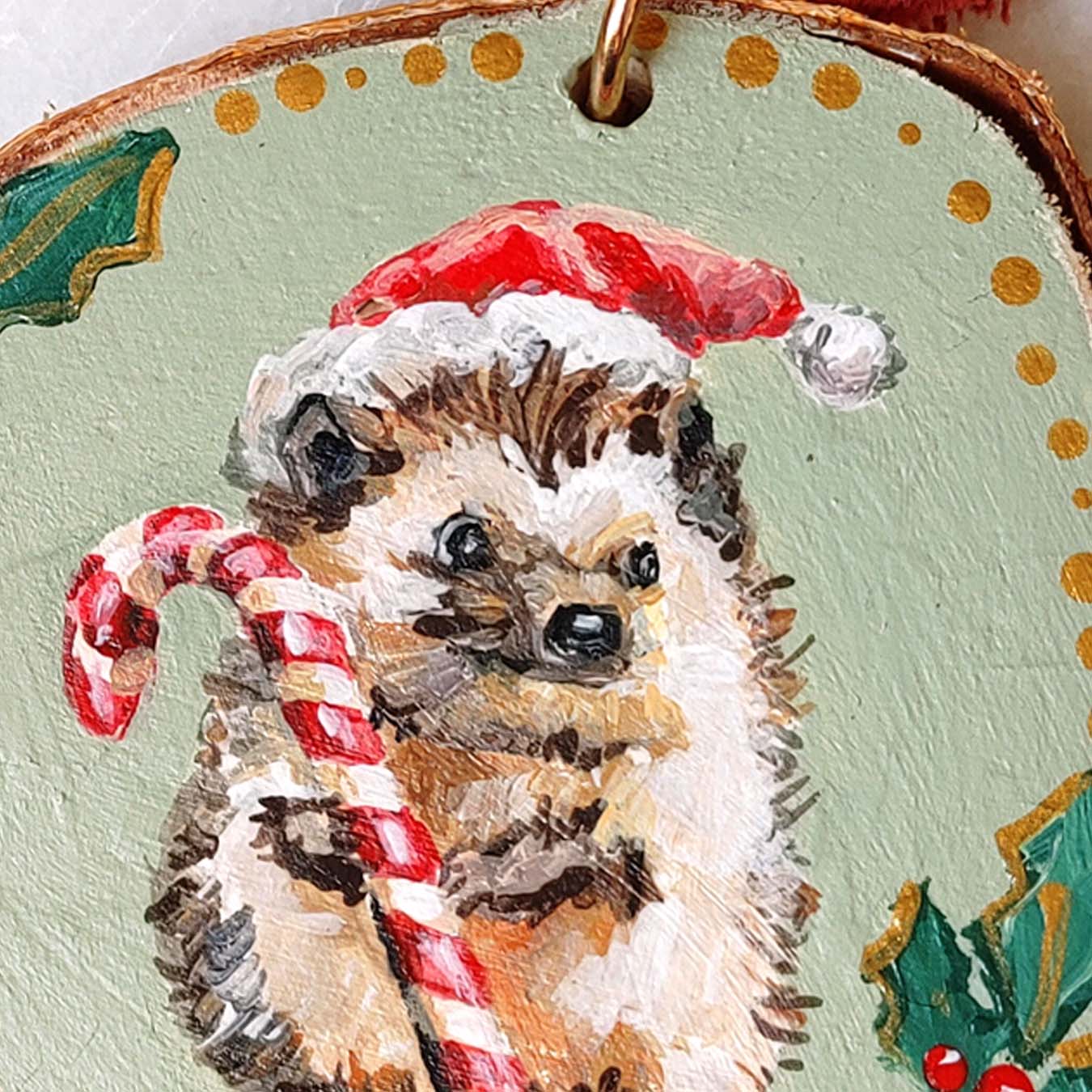 "A Little Prickly" Wood Slice Ornament