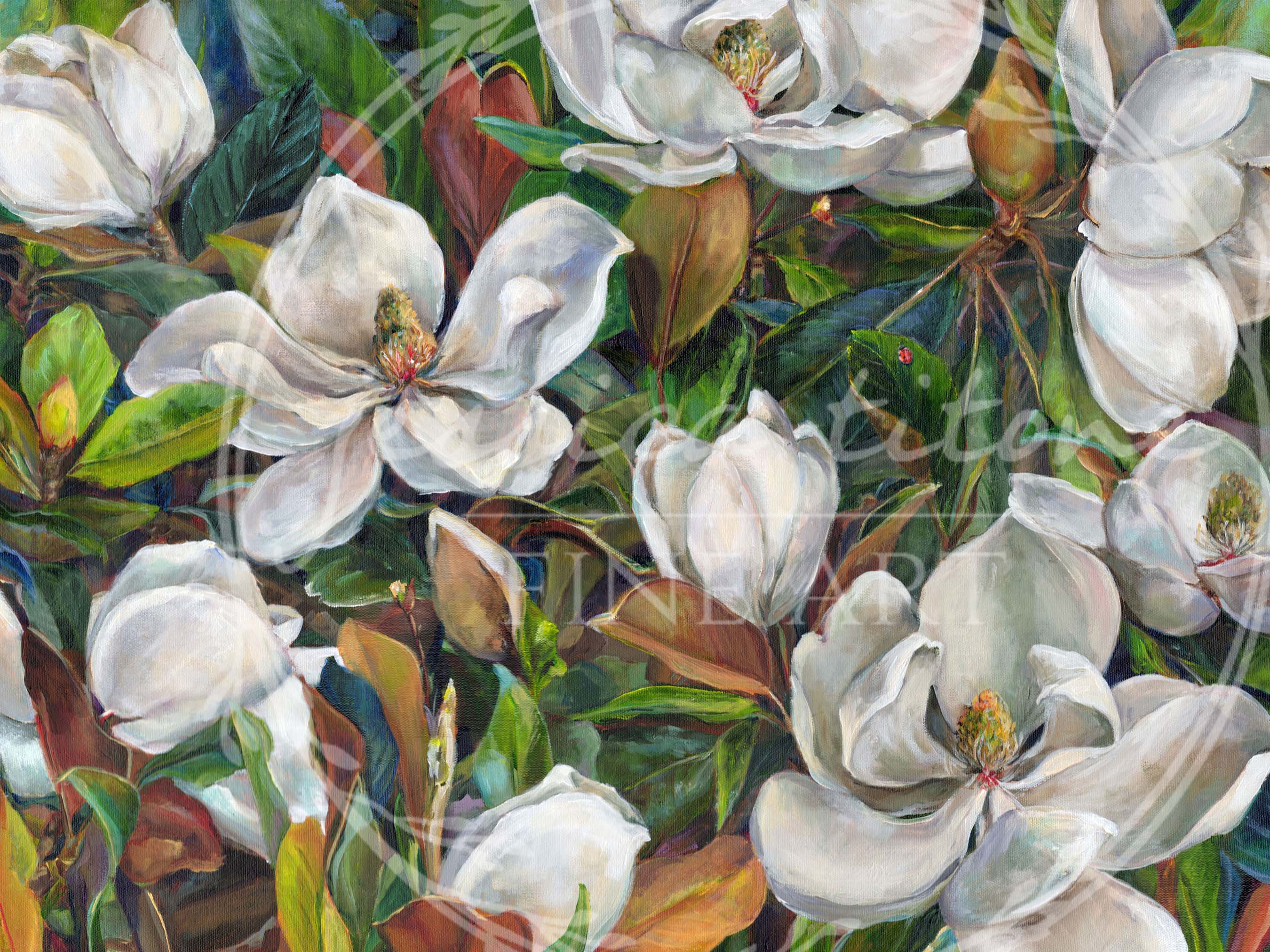 "Ivory and Evergreen" Original Painting