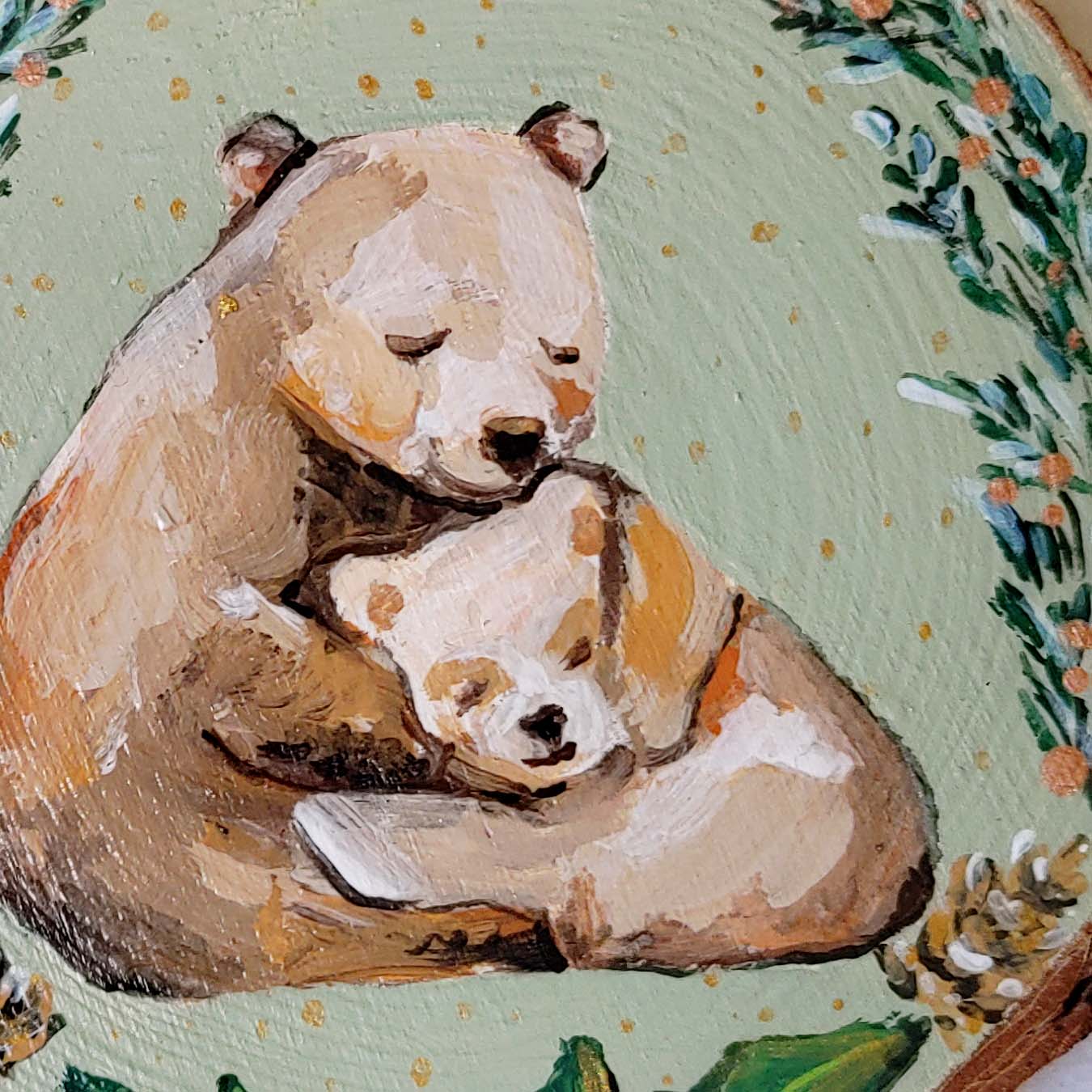 "Bear Hug" Wood Slice Ornament