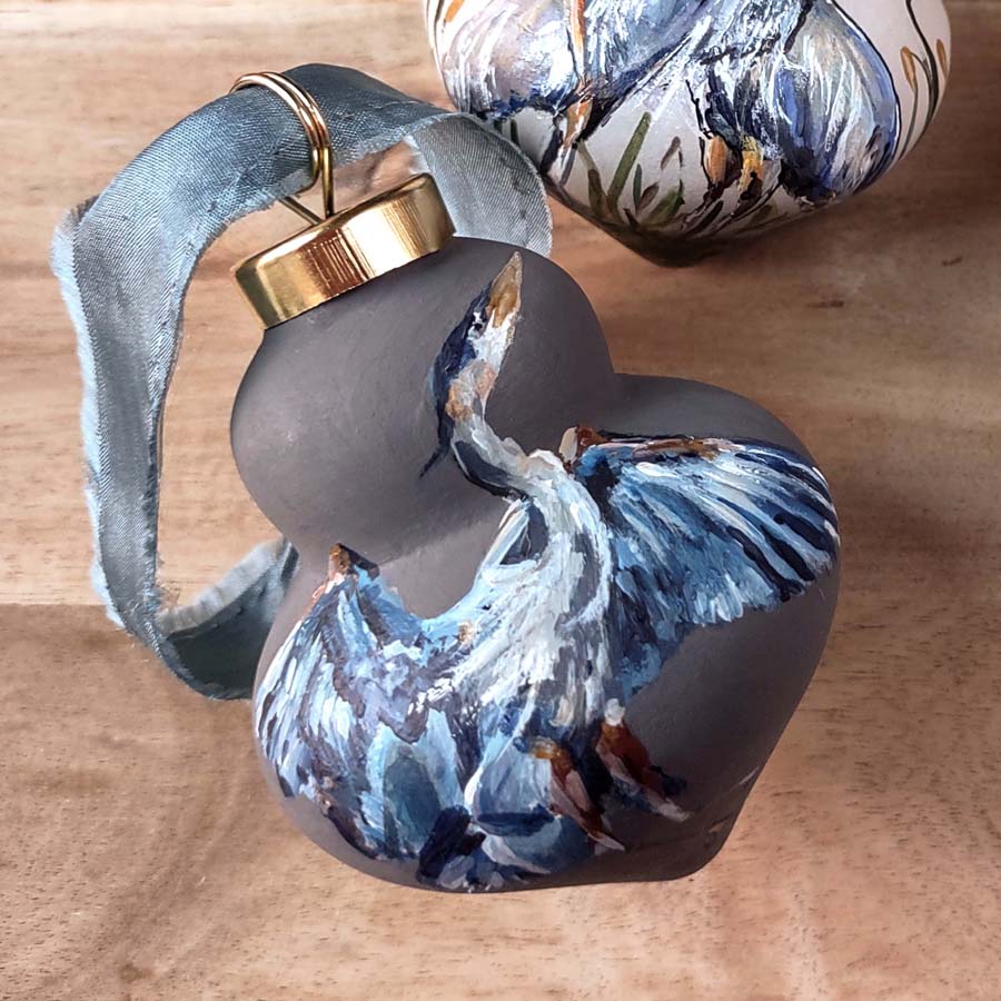 "Heron" Gray Ceramic Ornament