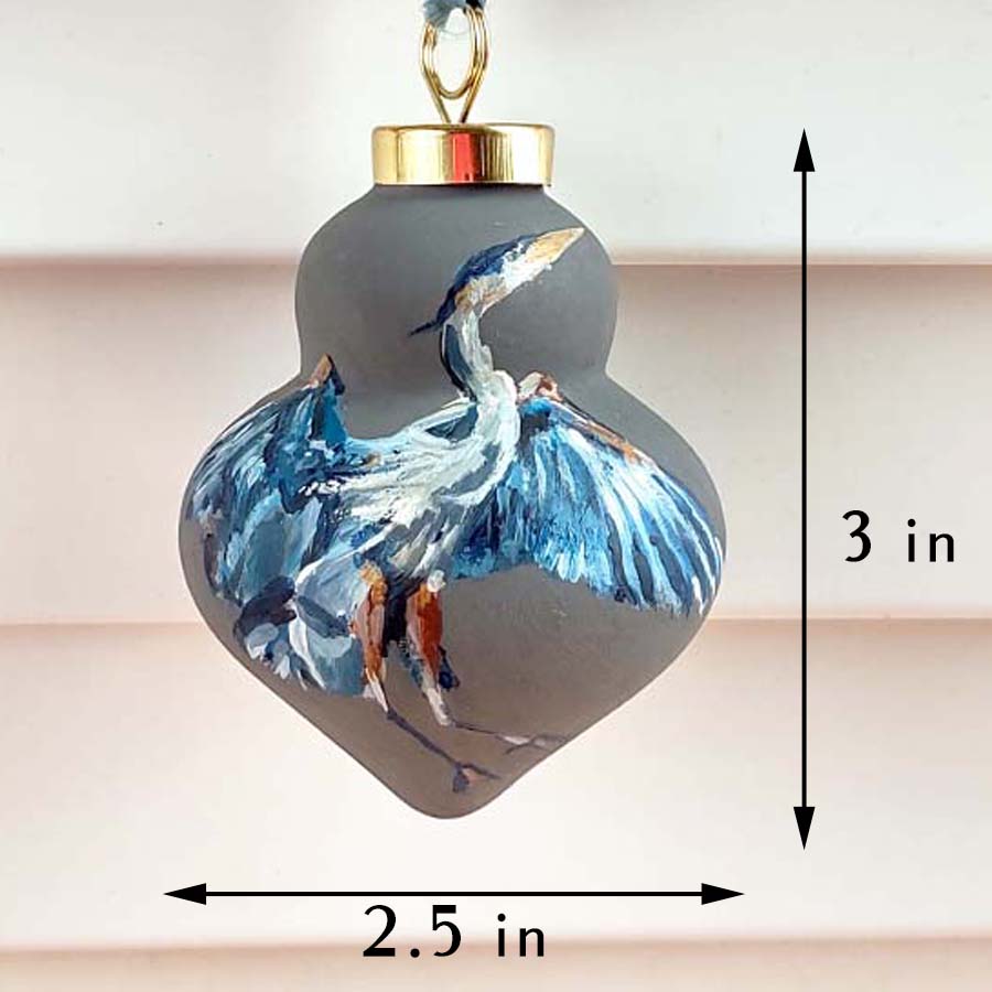 "Heron" Gray Ceramic Ornament