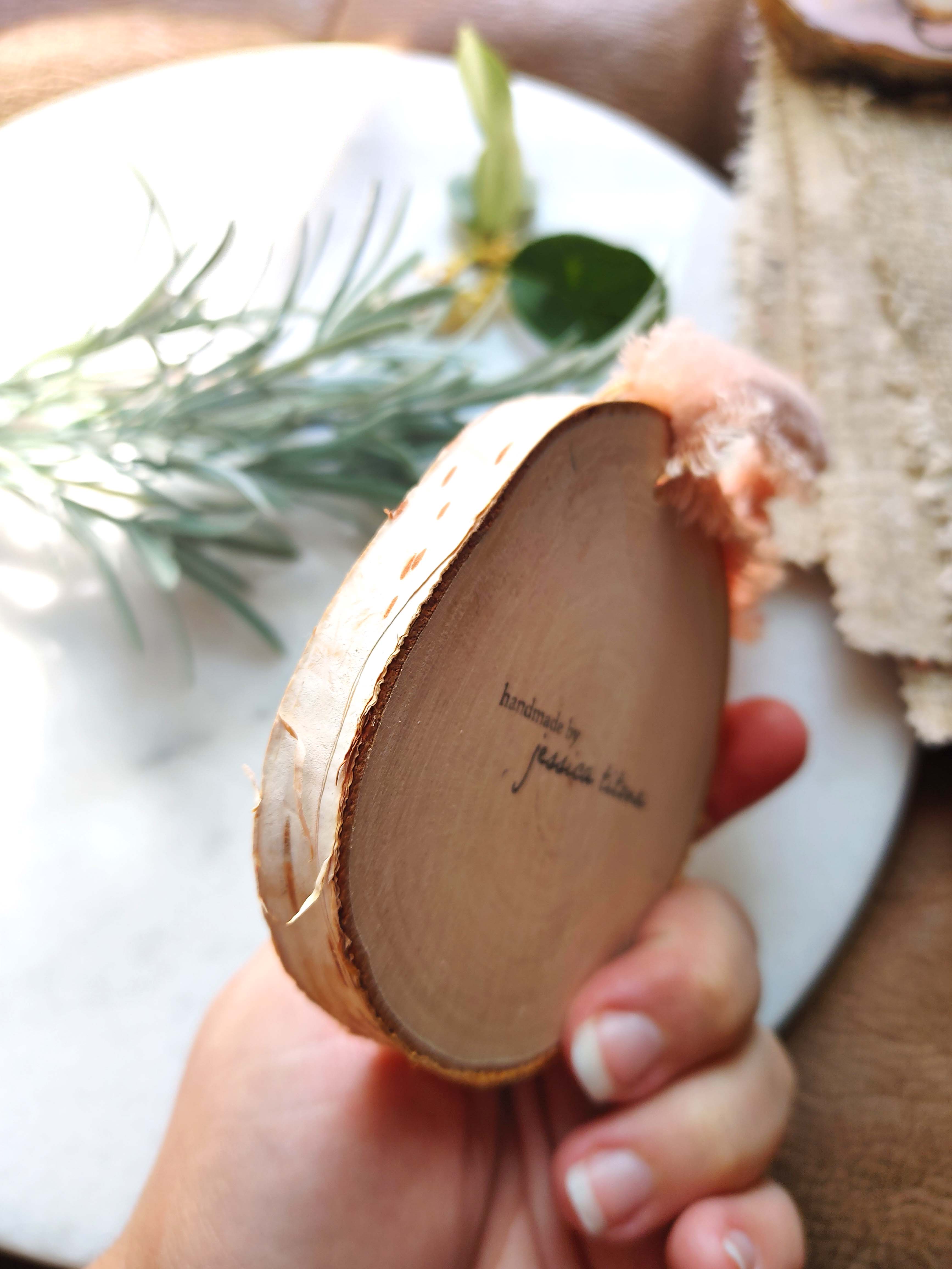 "Bunny Gift" Wood Slice Ornament