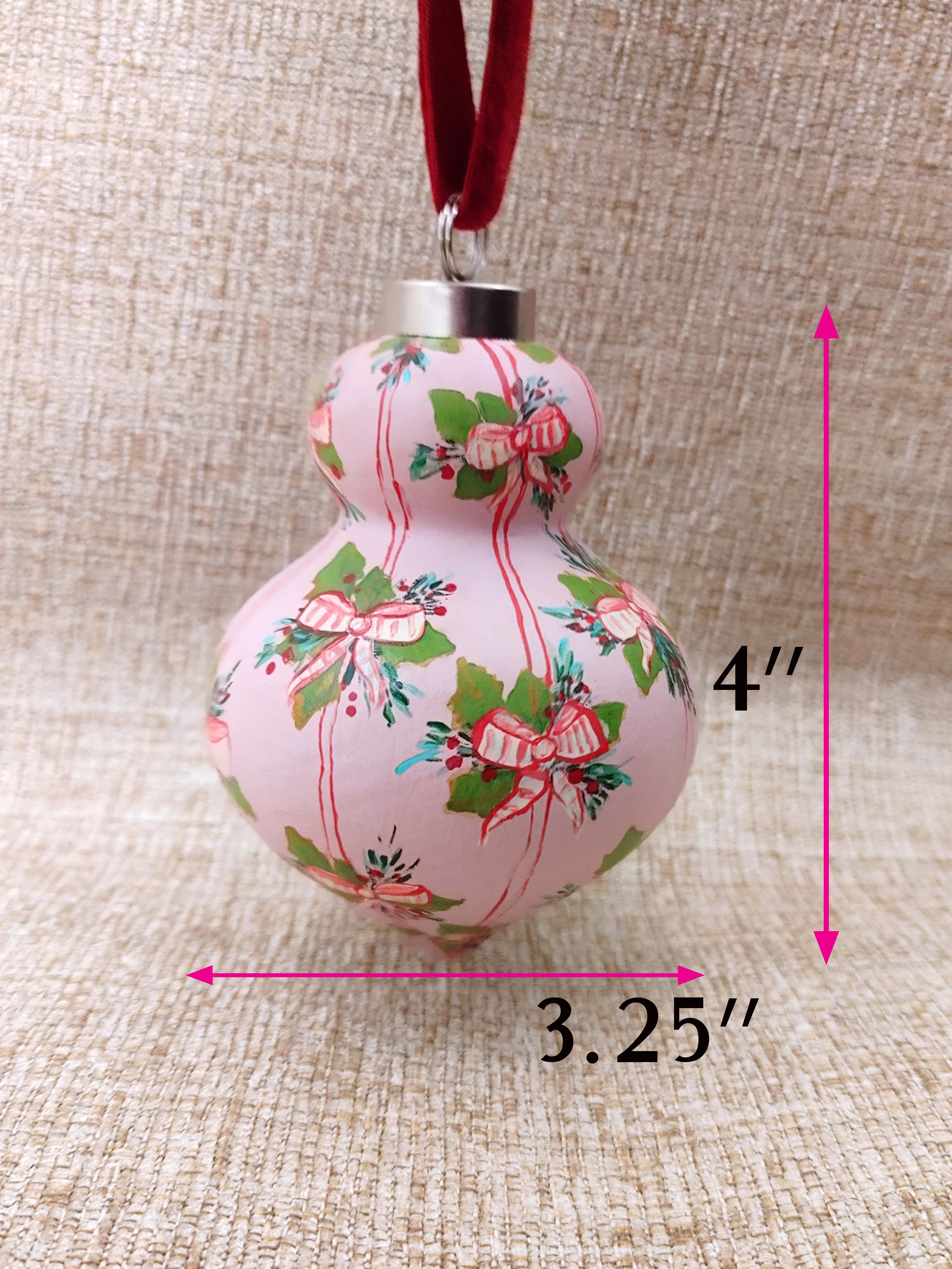 "Pink Peppermint" Ceramic Bauble Ornament