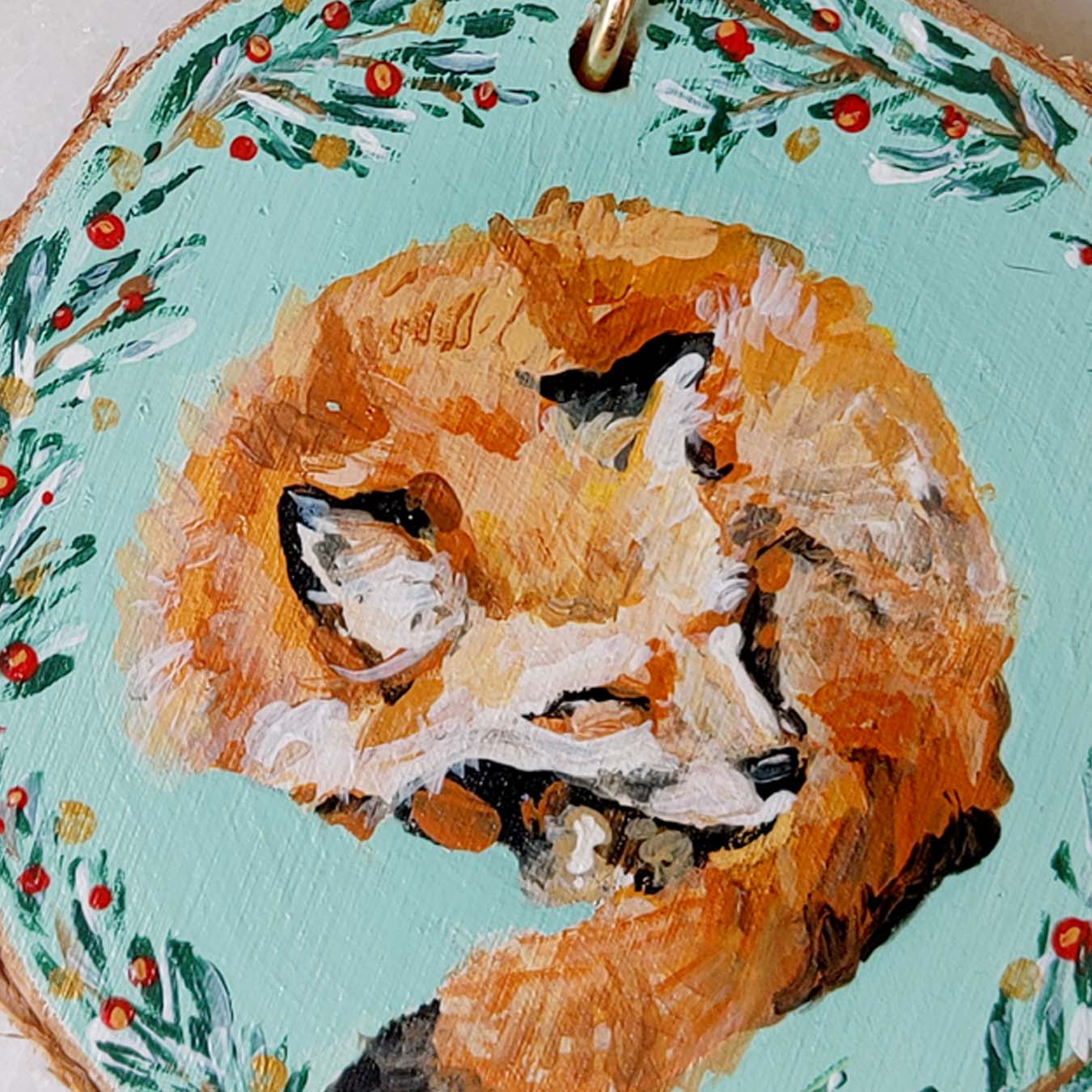 "Sleepy Fox" Wood Slice Ornament