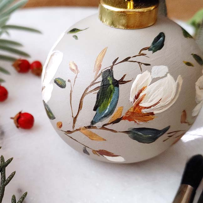 "Taupe Magnolias" Ceramic Ornament