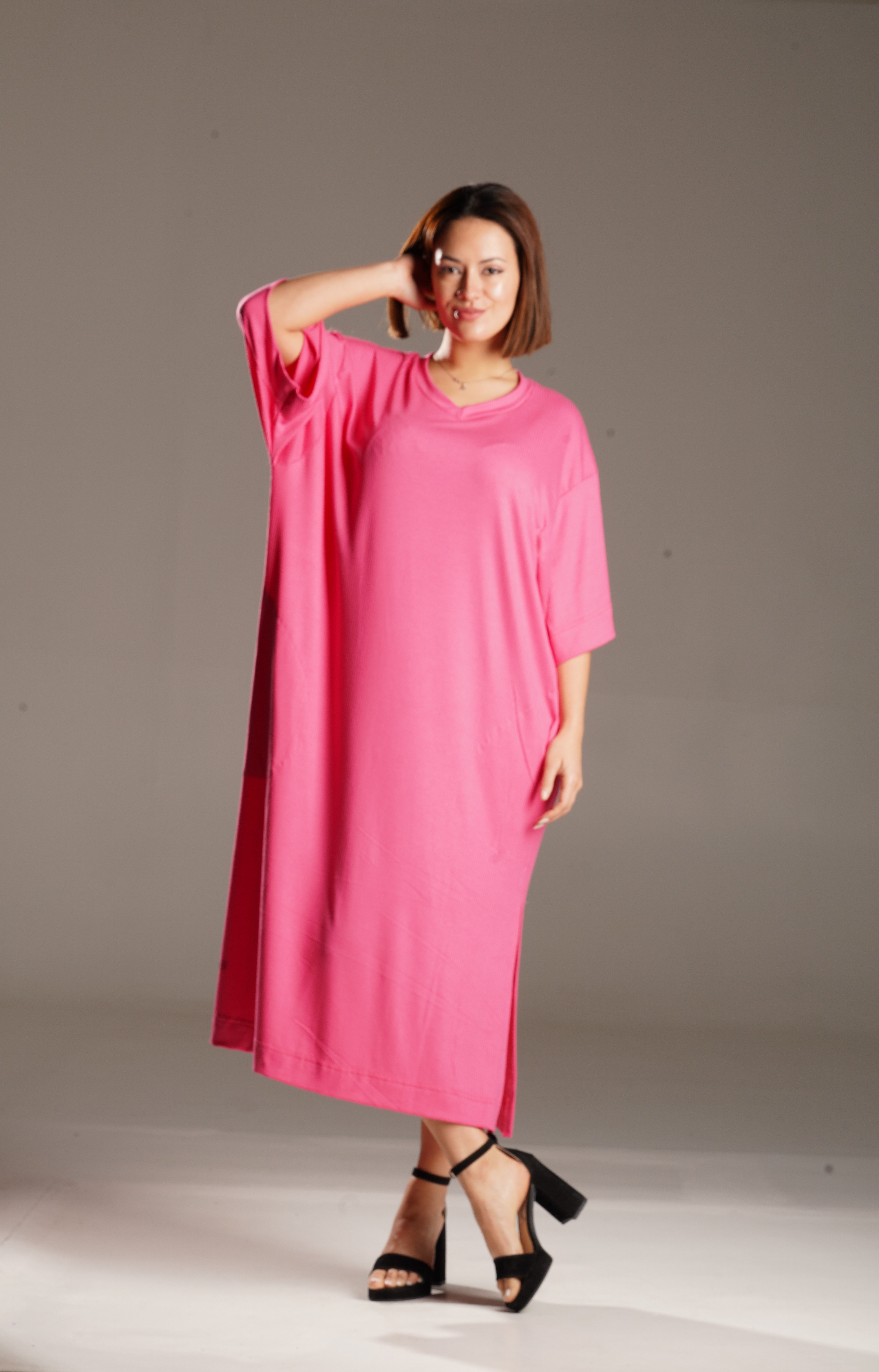 Vestido LARGO cuello V morley con bolsillos