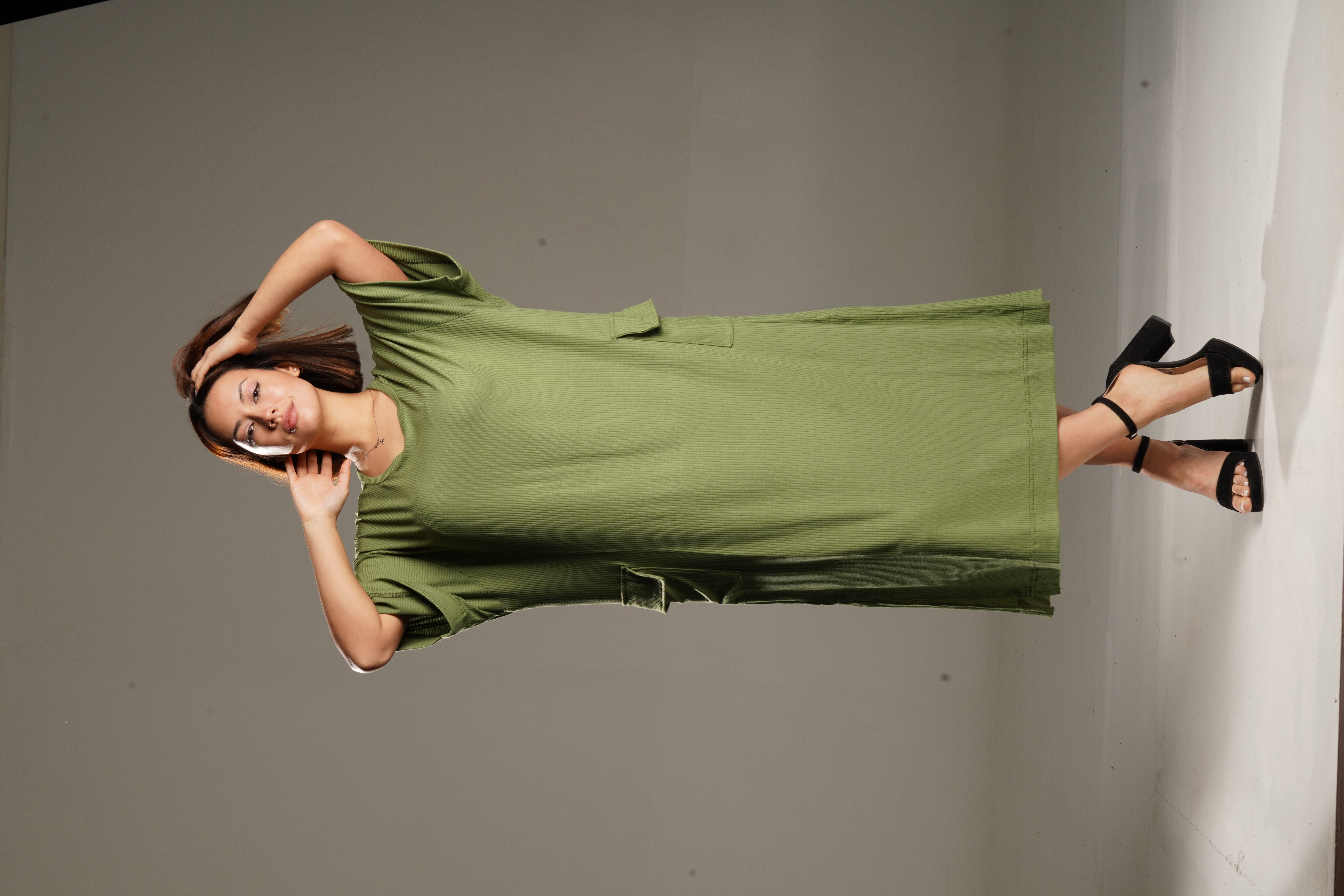 Vestido largo CARGO morley LISO con bolsillos