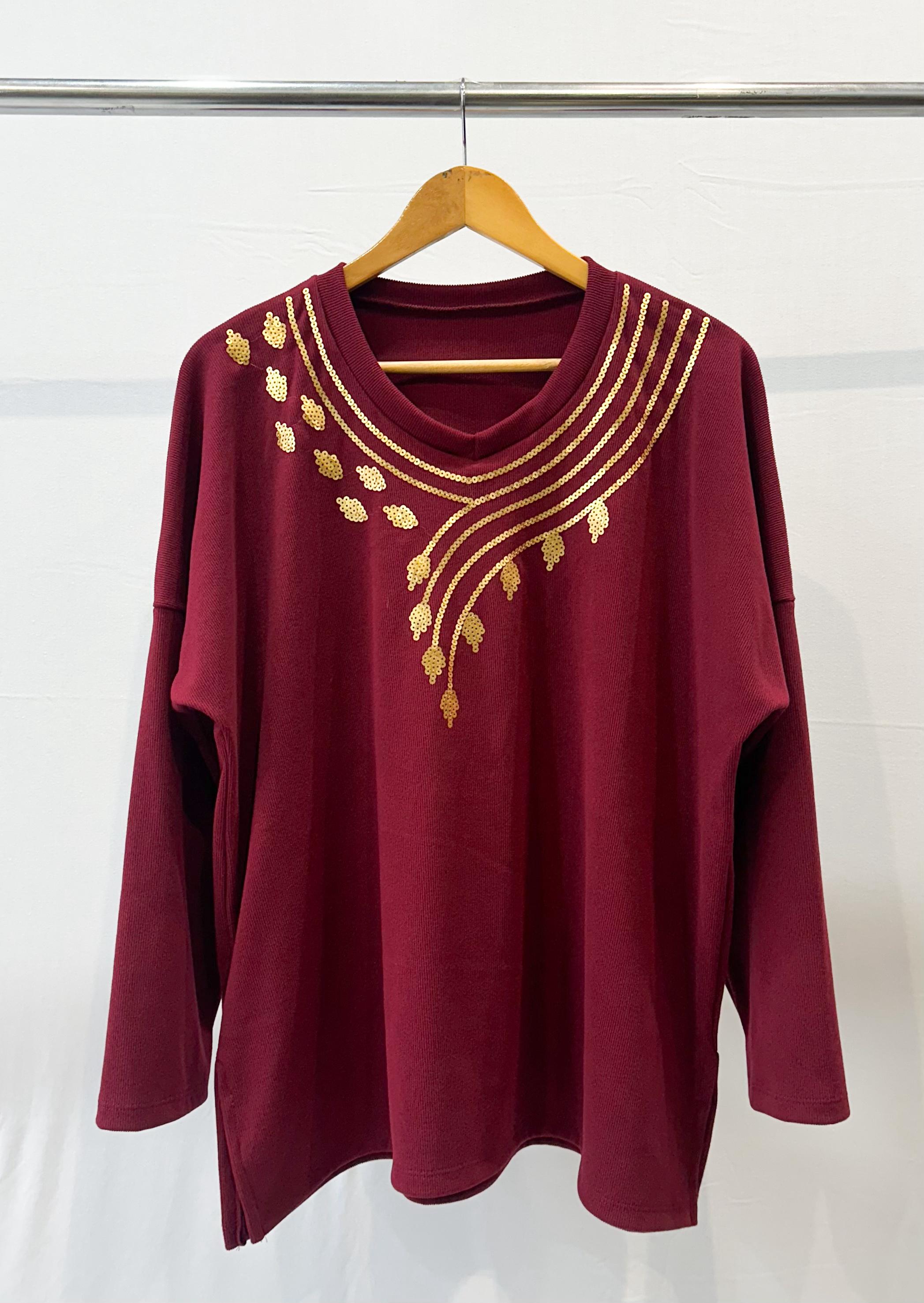 Sweater morley frizado bordado de lentejuelas CLAIRE