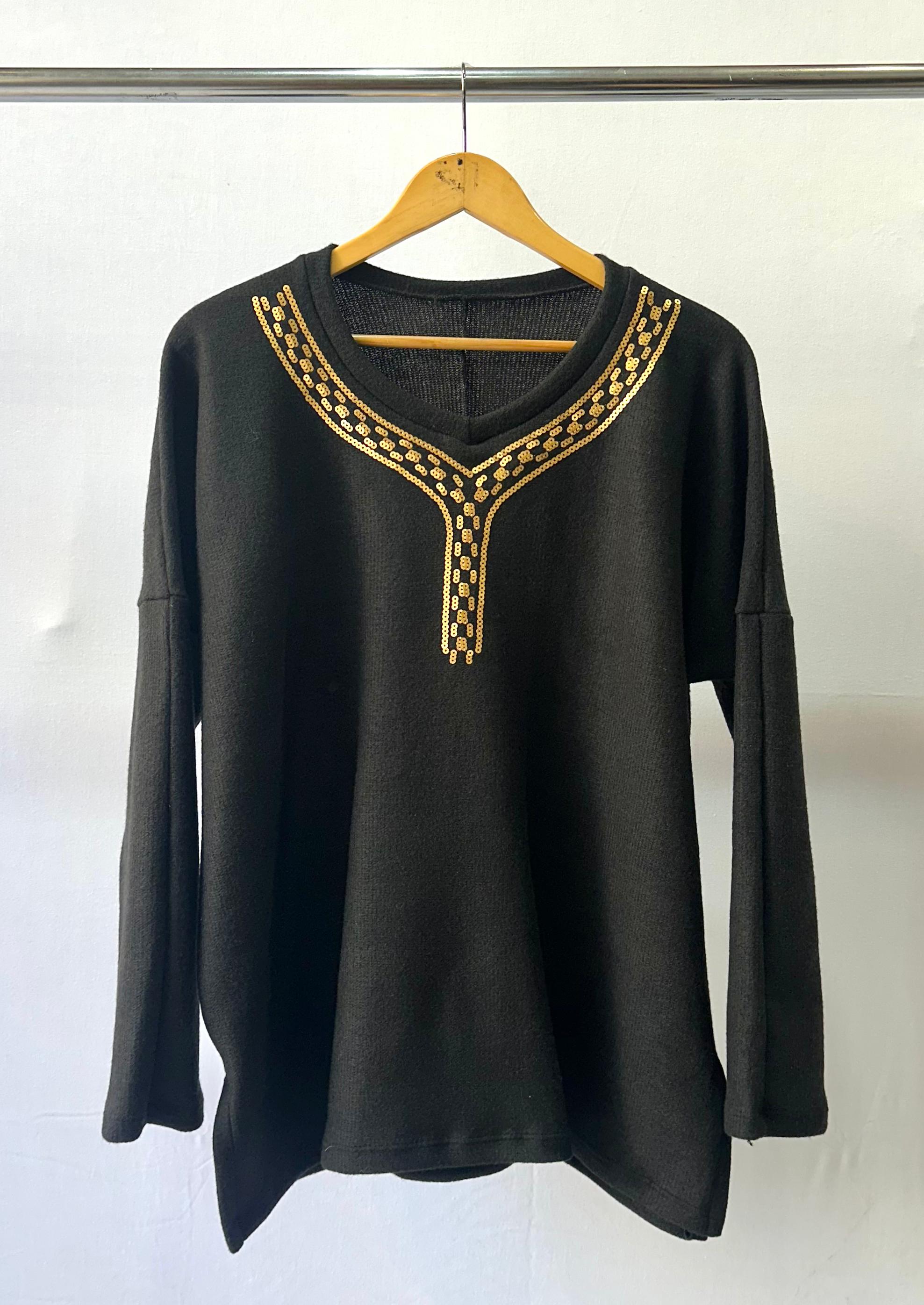 Remerón lanilla bordado de lentejuelas CAMELIA