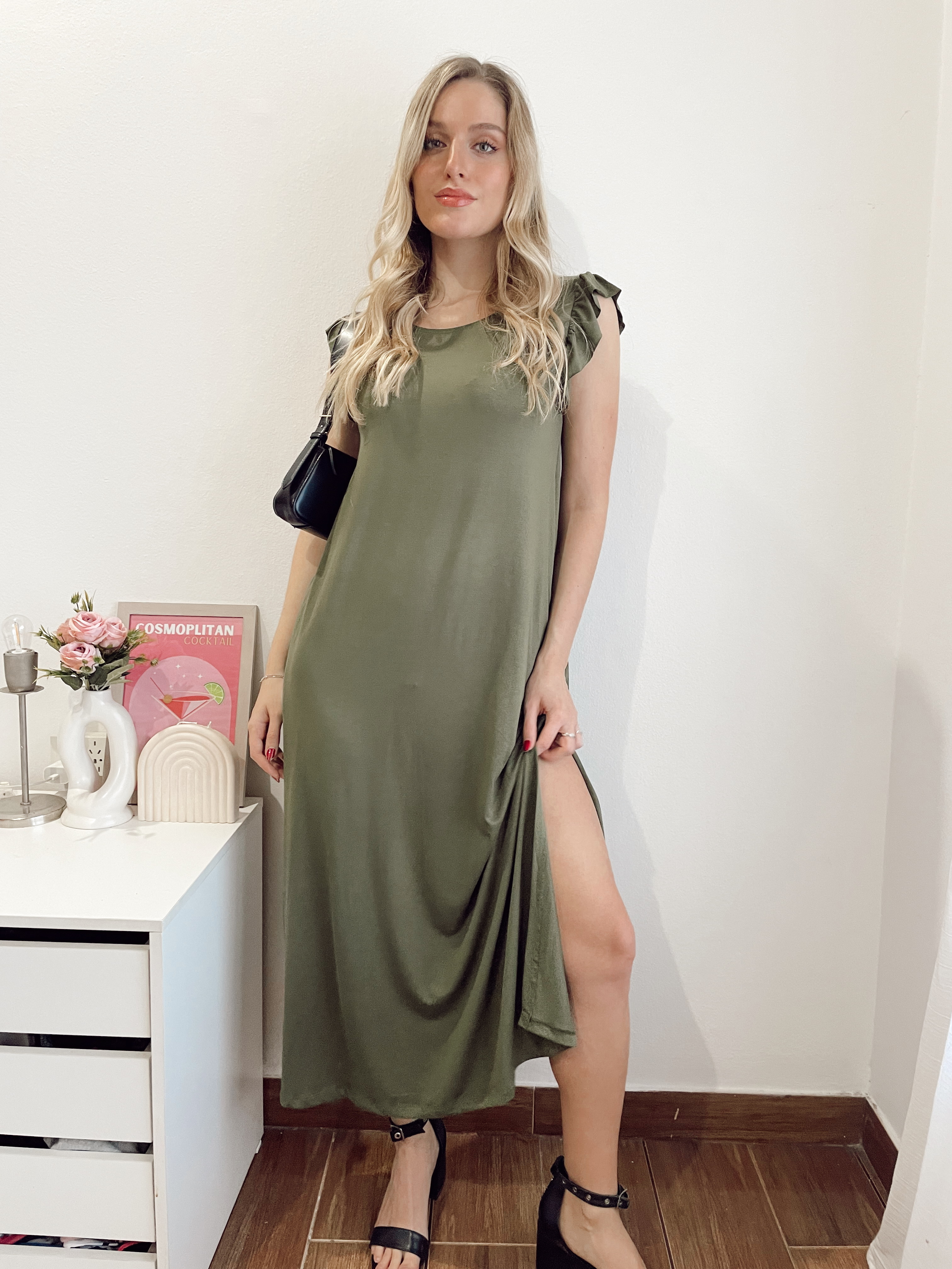 Vestido largo voladito modal MARIE