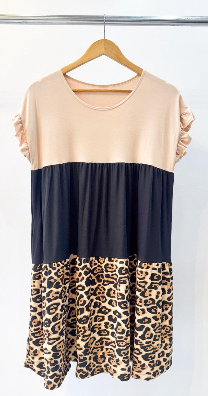 Vestido voladito combinado LUCIE