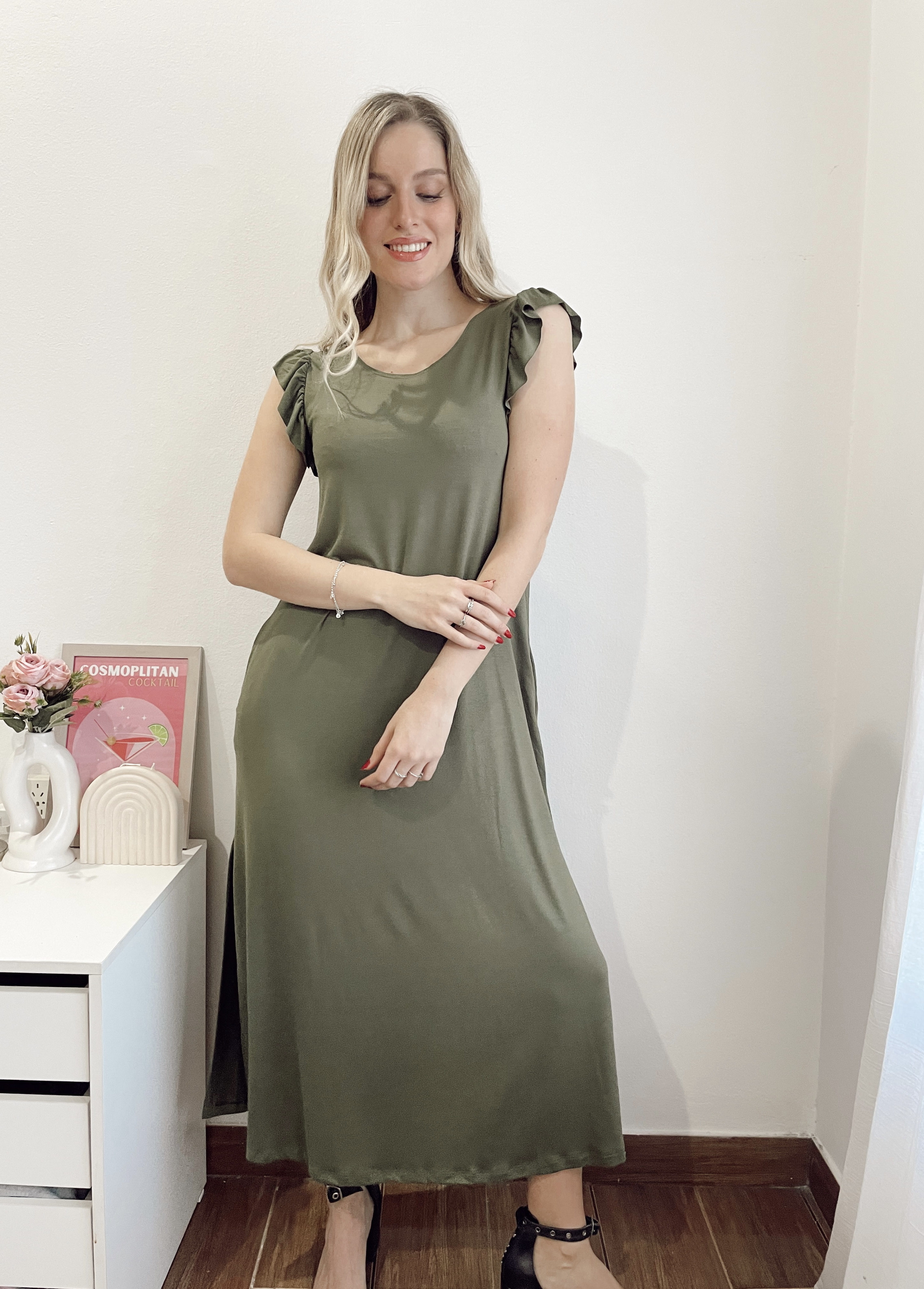 Vestido largo voladito modal MARIE