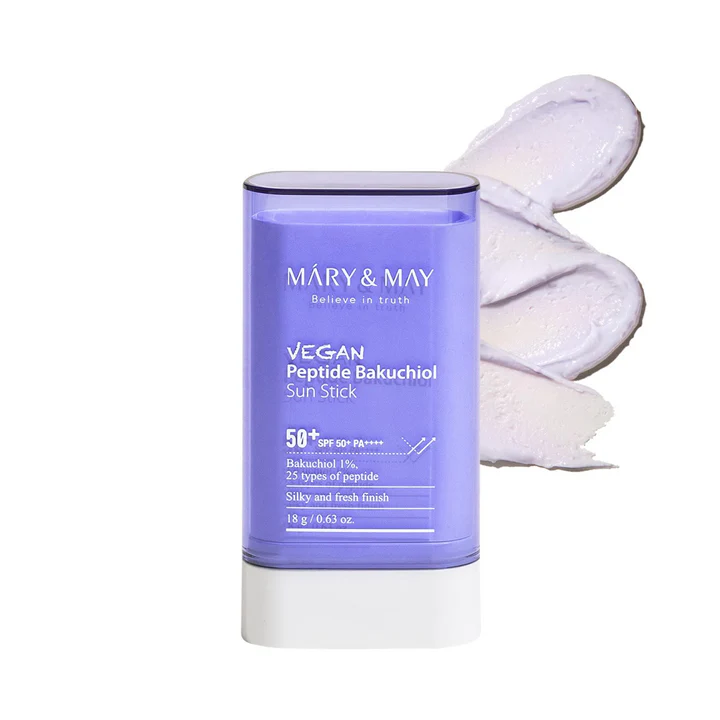 MARY & MAY Vegan Peptide Bakuchiol Sun Stick - SPF pieštukinė apsauga nuo saulės