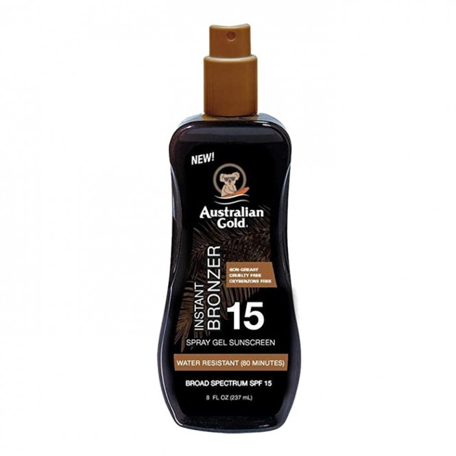 Australian Gold SPF 15 Spray Gel with Instant Bronzer - apsauga nuo saulės su bronzantais 237 ml