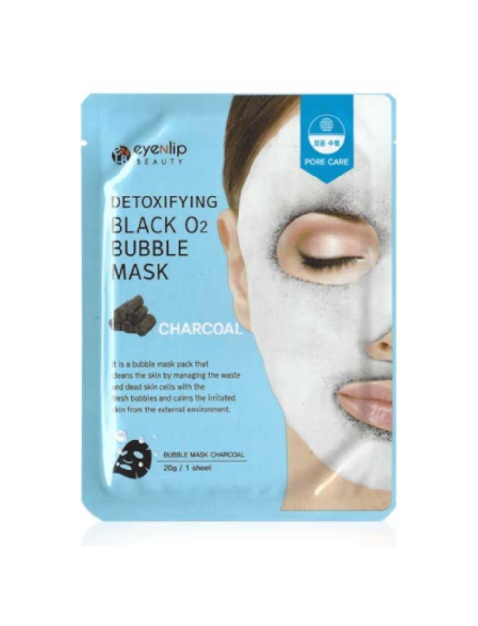 eyeNlip Detoxifying Black O2 Bubble Mask CHARCOAL - veido kaukė