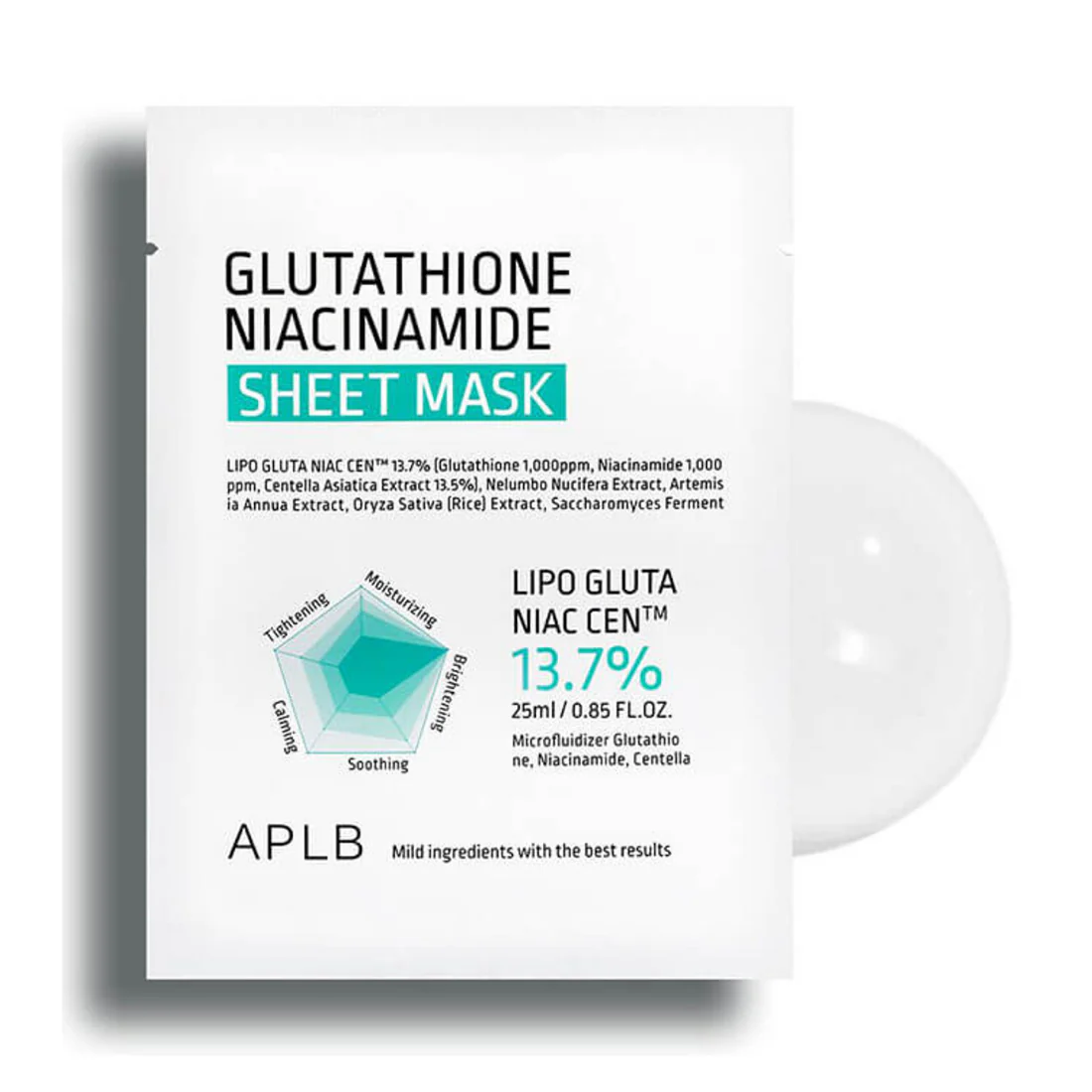 APLB Glutathione Niacinamide Sheet Mask - veido kaukė