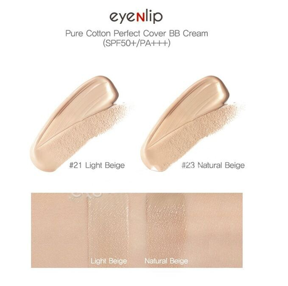 eyeNlip Pure Cotton Perfect Cover BB Cream - BB kremas su SPF