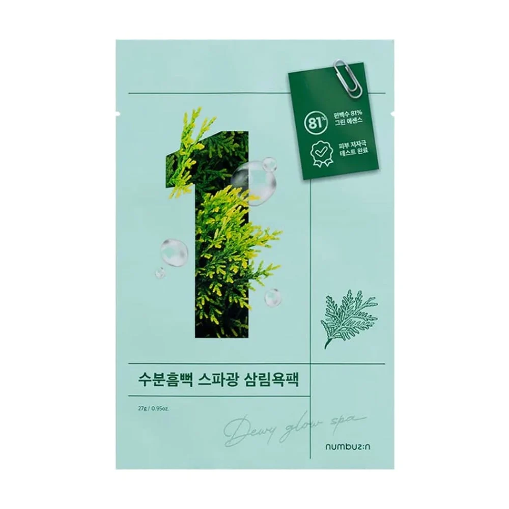 Numbuzin No.1 Dewy Glow Spa Sheet Mask – intensyviai drėkinanti ir atgaivinanti lakštinė kaukė