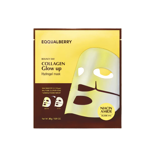 EQQUALBERRY Collagen Glow Up Hydrogel Mask – veido kaukė