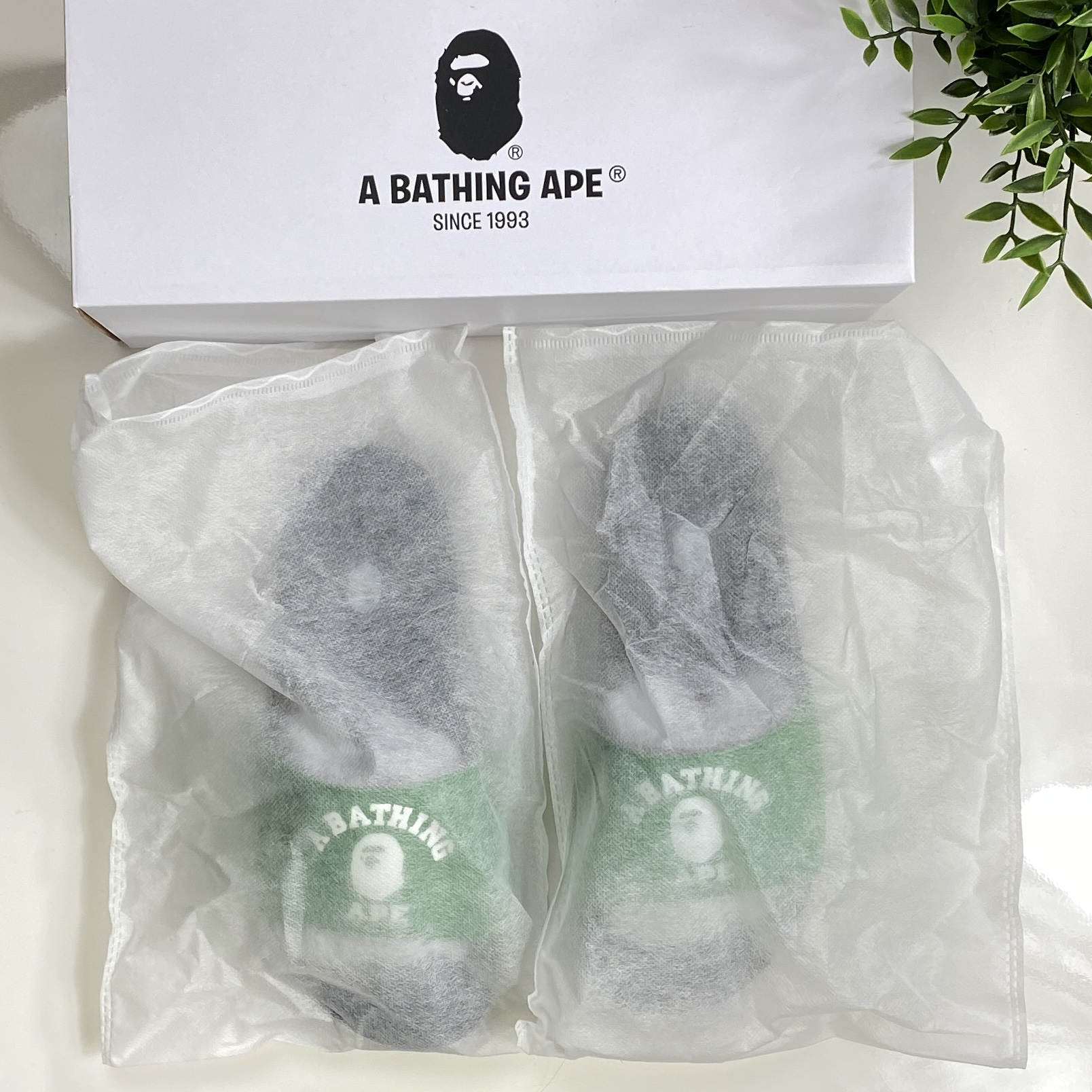 (40) A Bathing Ape College Slide Sandals Green 2020