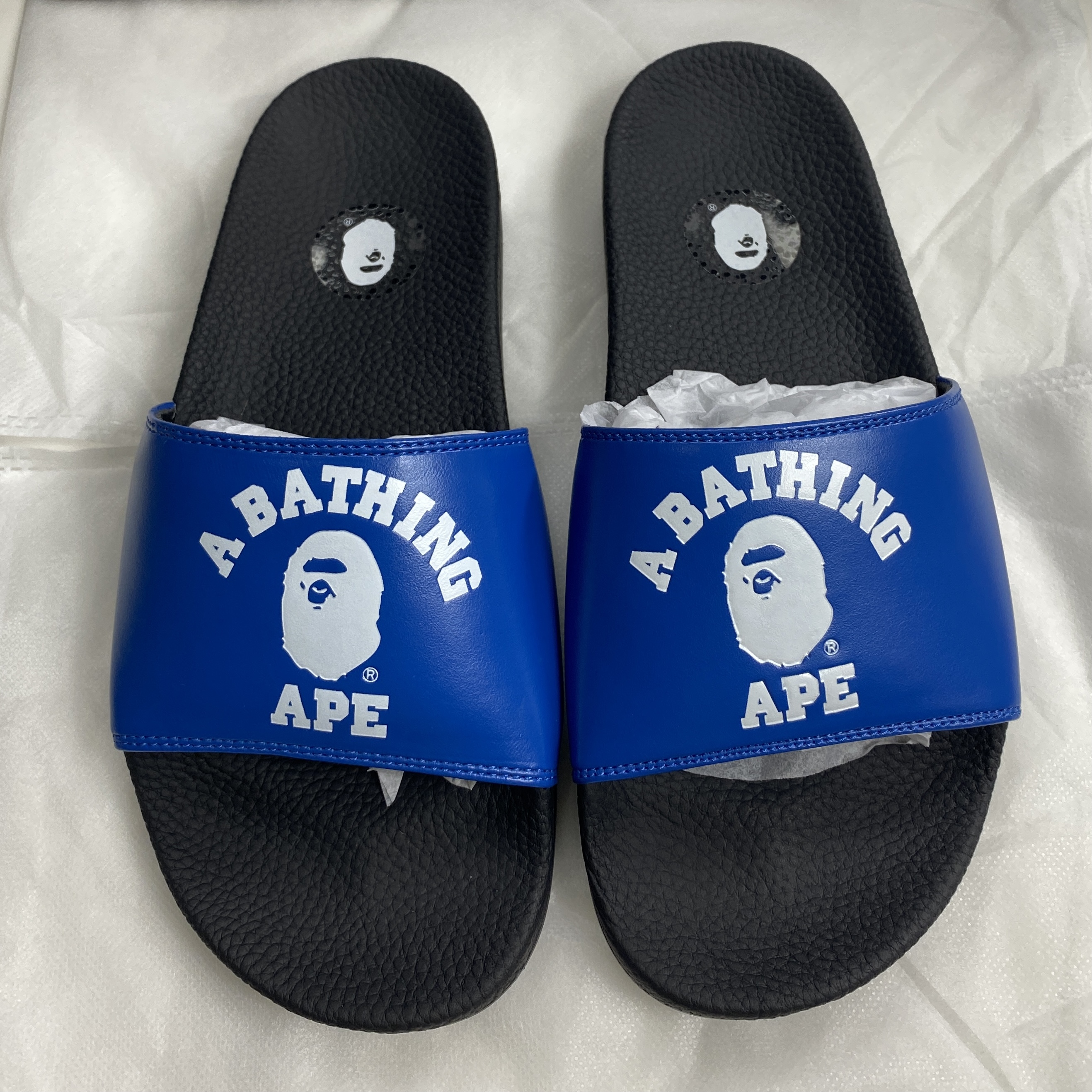 (40/41) A Bathing Ape College Slide Sandals Blue 2020