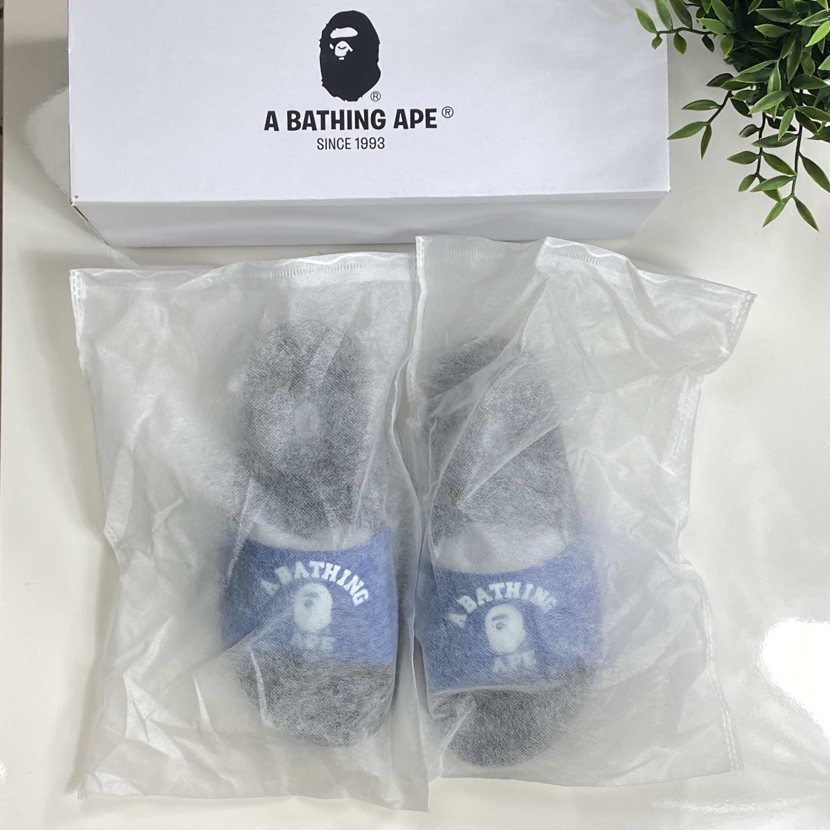 (40/41) A Bathing Ape College Slide Sandals Blue 2020
