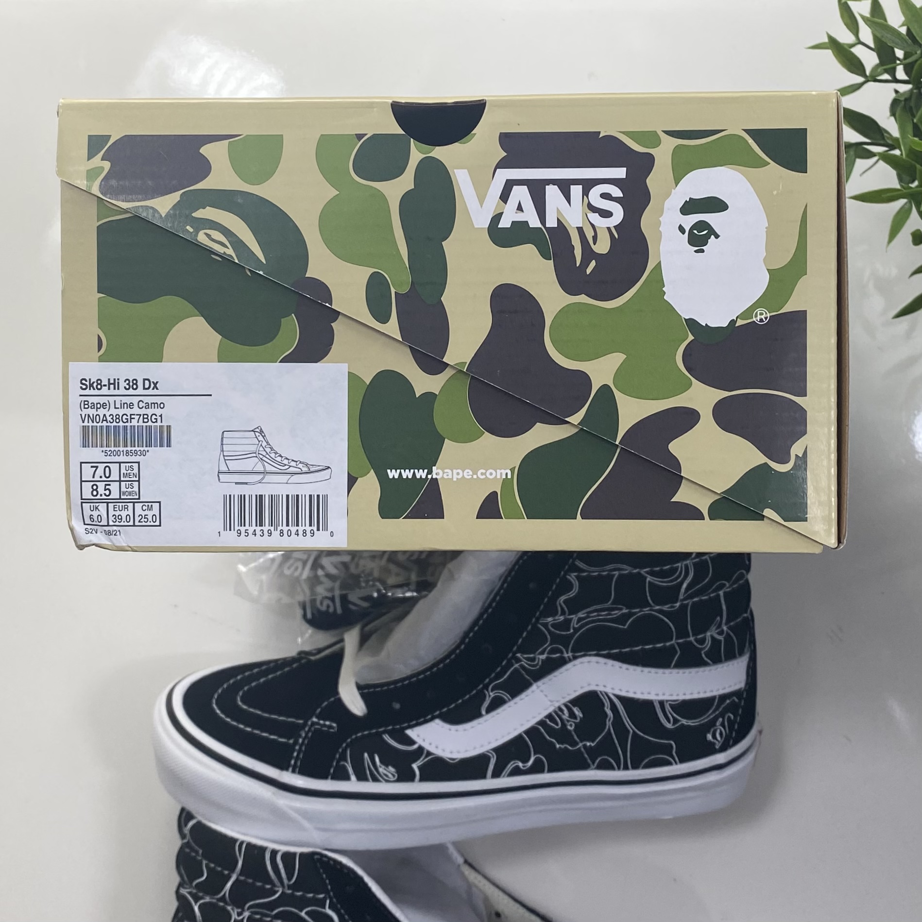 (36,5/37/38/38,5) Bape x Vans SK8 Hi ABC Camo Black 2021