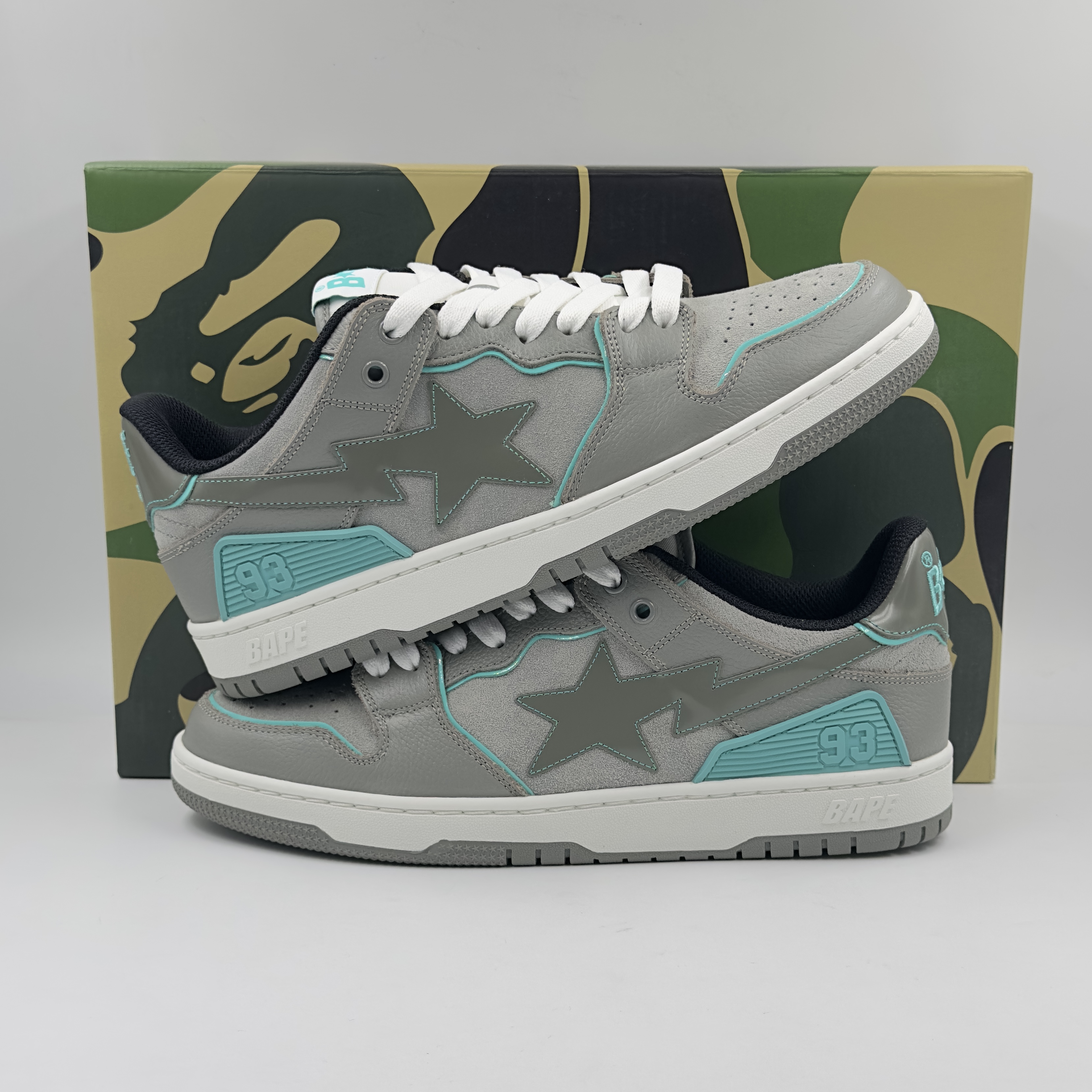 (42/43/44) A Bathing Ape Bape SK8STA Grey Turquoise 2022