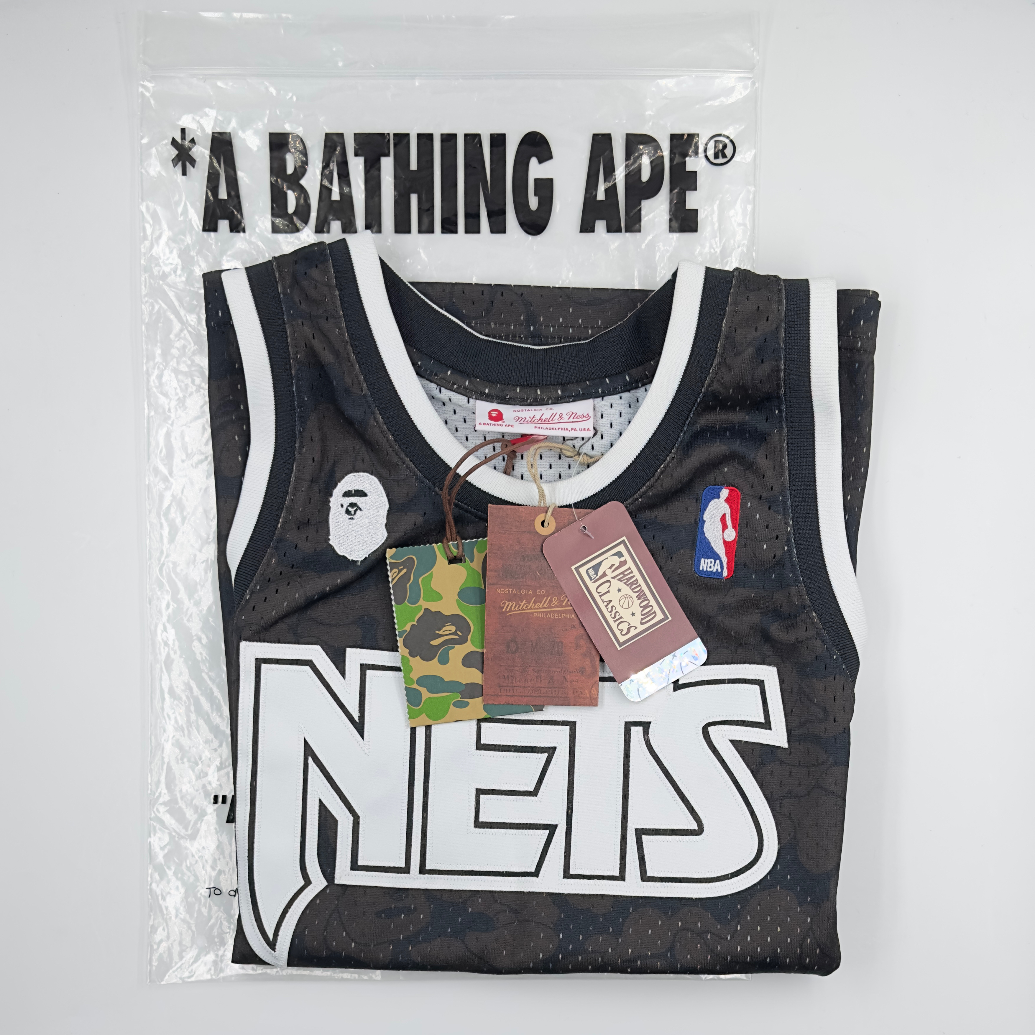 (S) Bape x Mitchell & Ness New Jersey Nets Jersey Black 2022