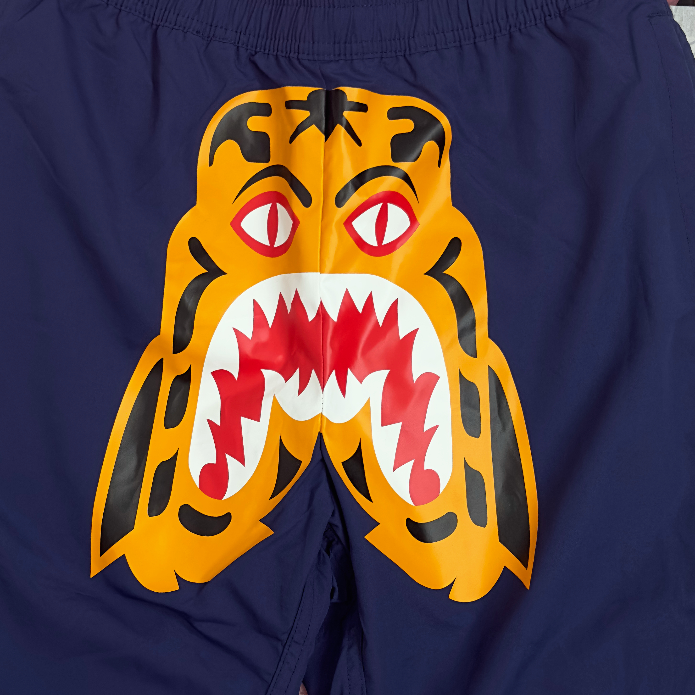 (L) Bape Tiger Beach Shorts Navy 2020