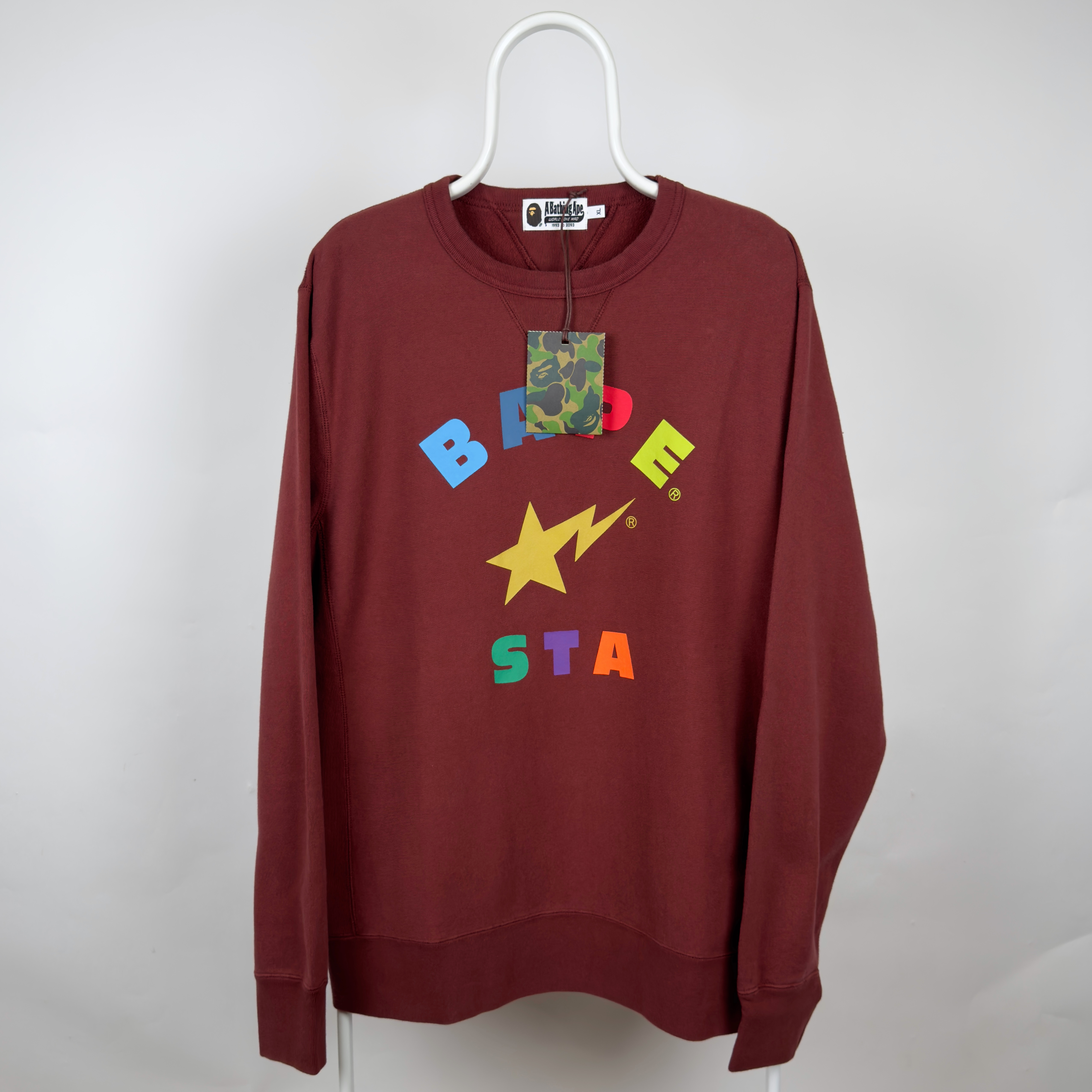 (M/L) Bape Bapesta Crewneck Burgundy 2022
