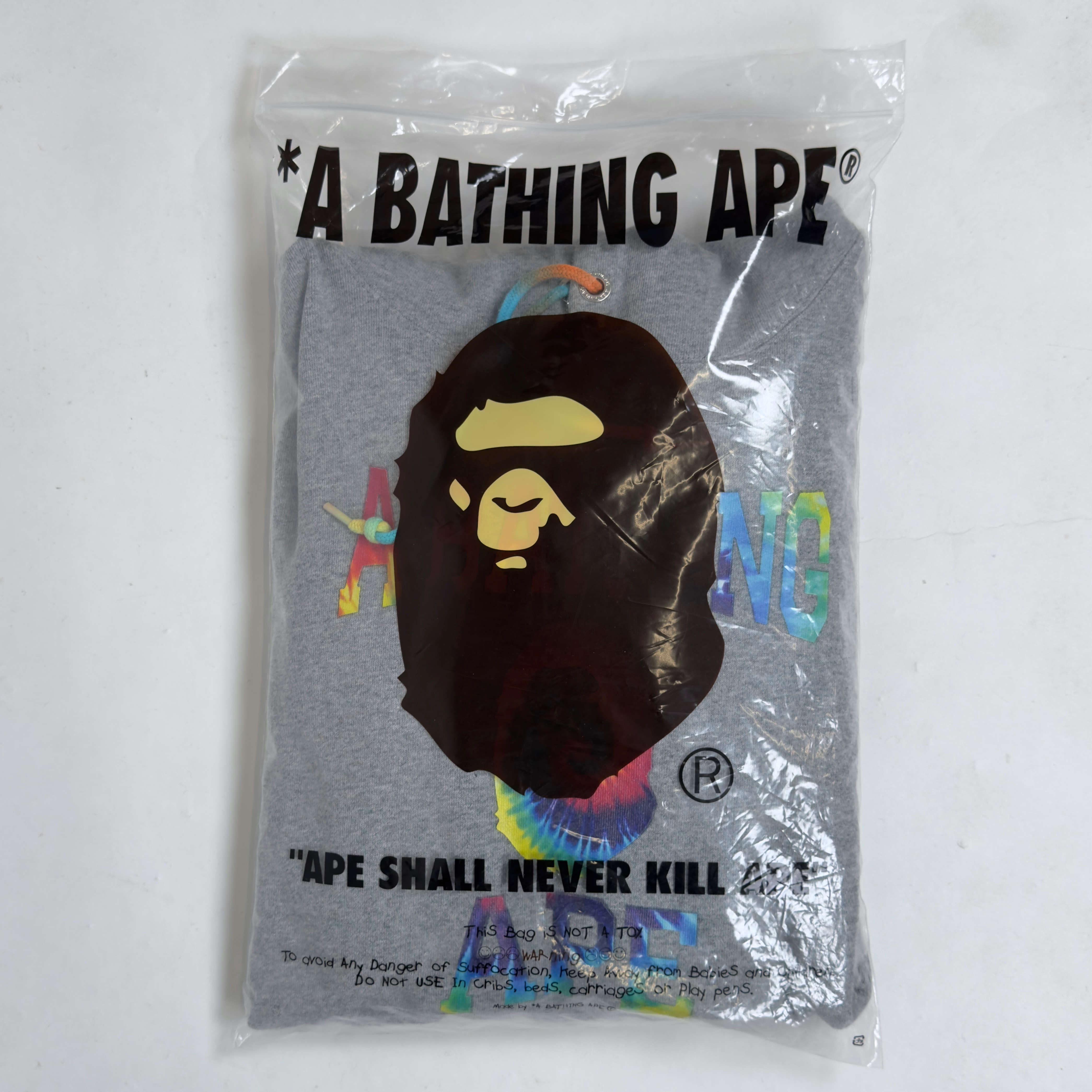 (XL) Bape Tie Dye Hoodie Grey/Multi 2020