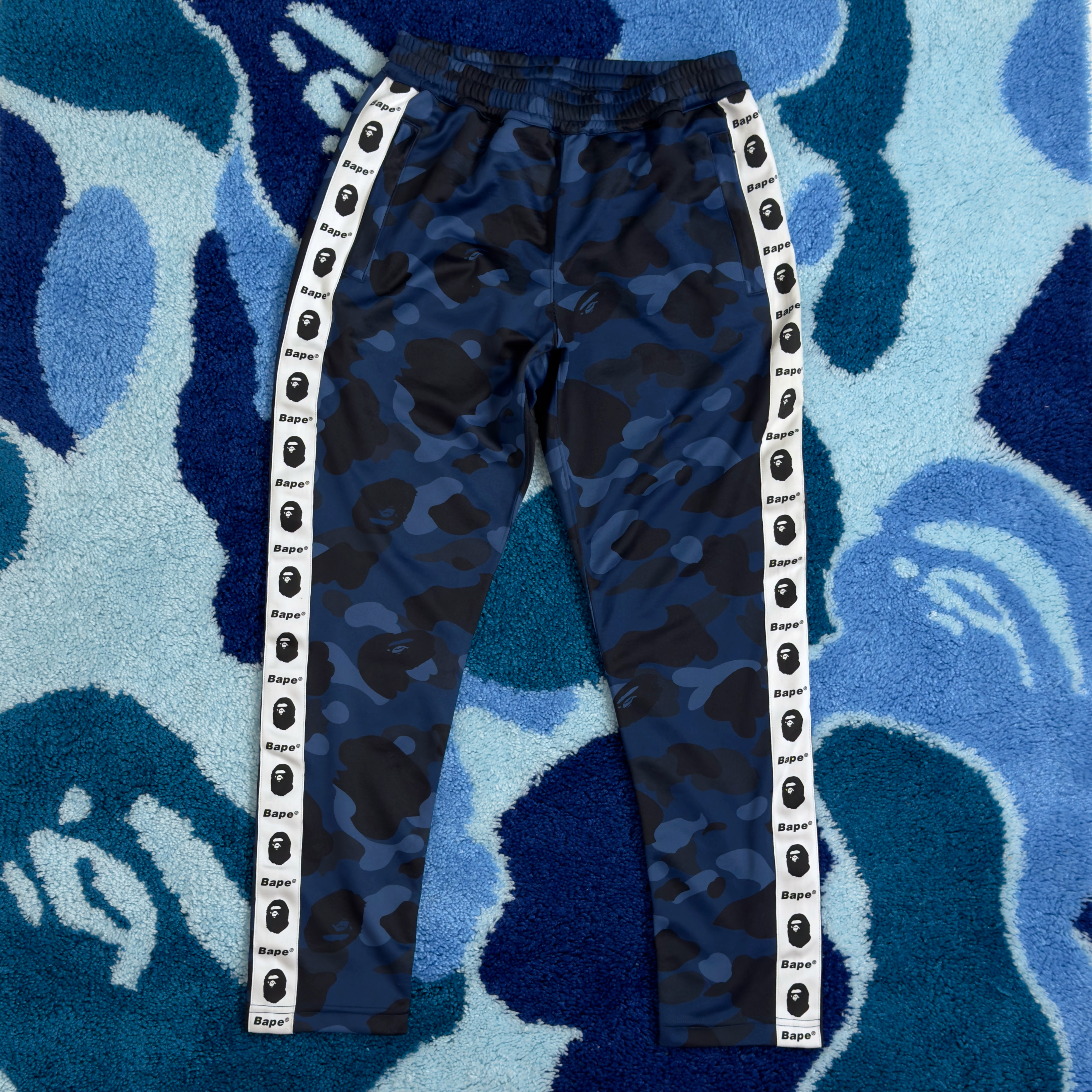 (S) Bape Color Camo Tape Jersey Pants Blue 2020
