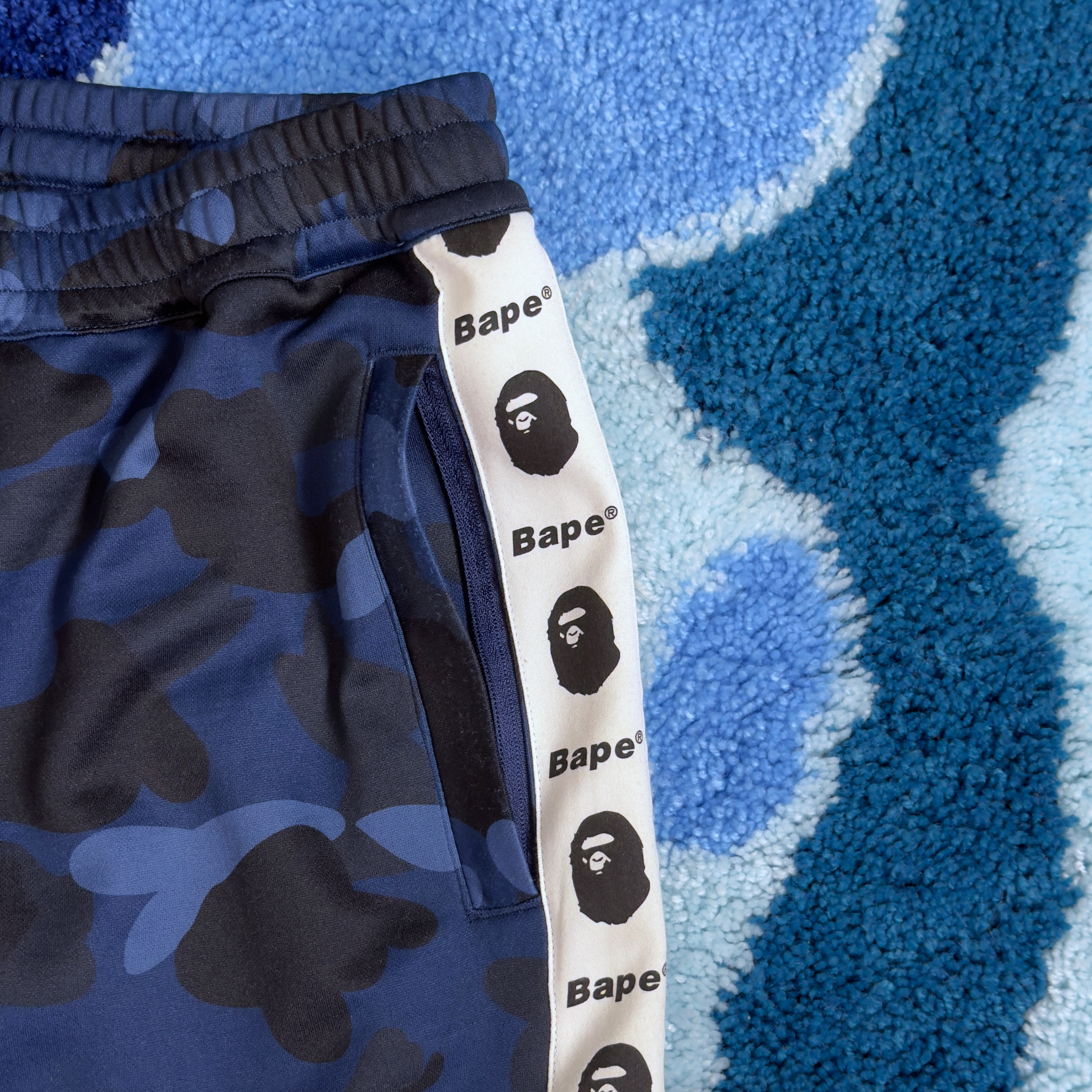 (S) Bape Color Camo Tape Jersey Pants Blue 2020