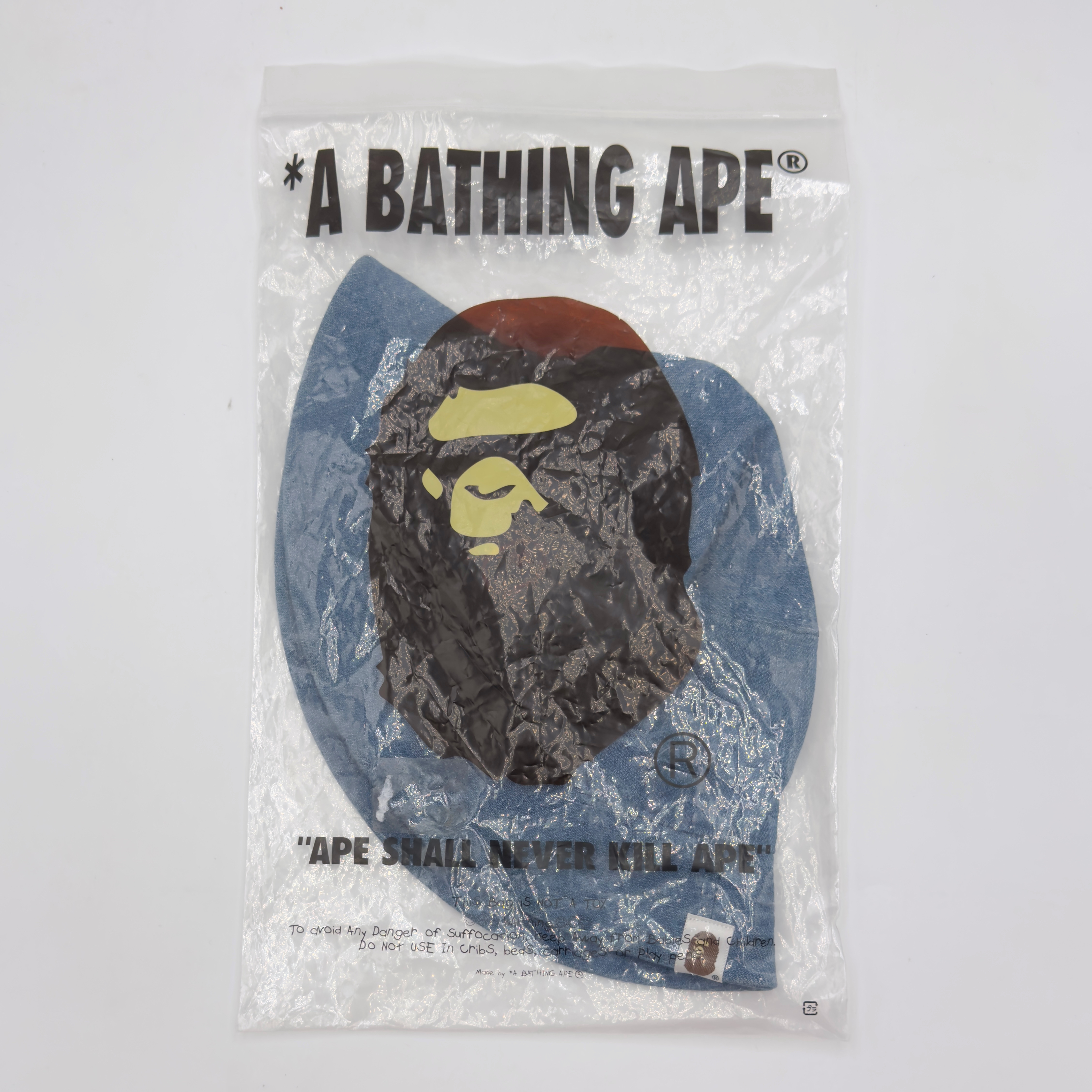 (M) Bape One Point Denim Bucket Hat Blue 2020