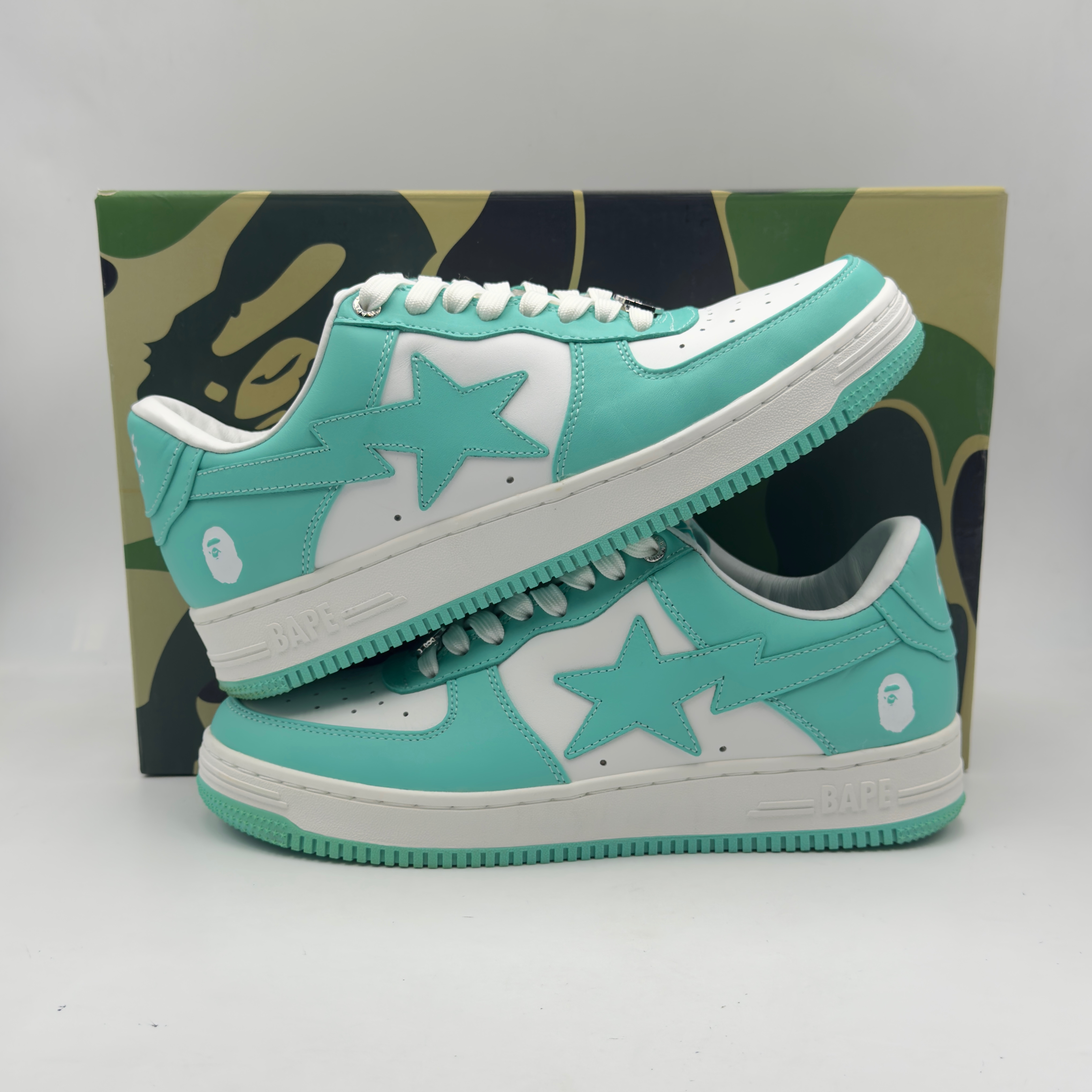 (43) A Bathing Ape Bapesta White/Green 2020