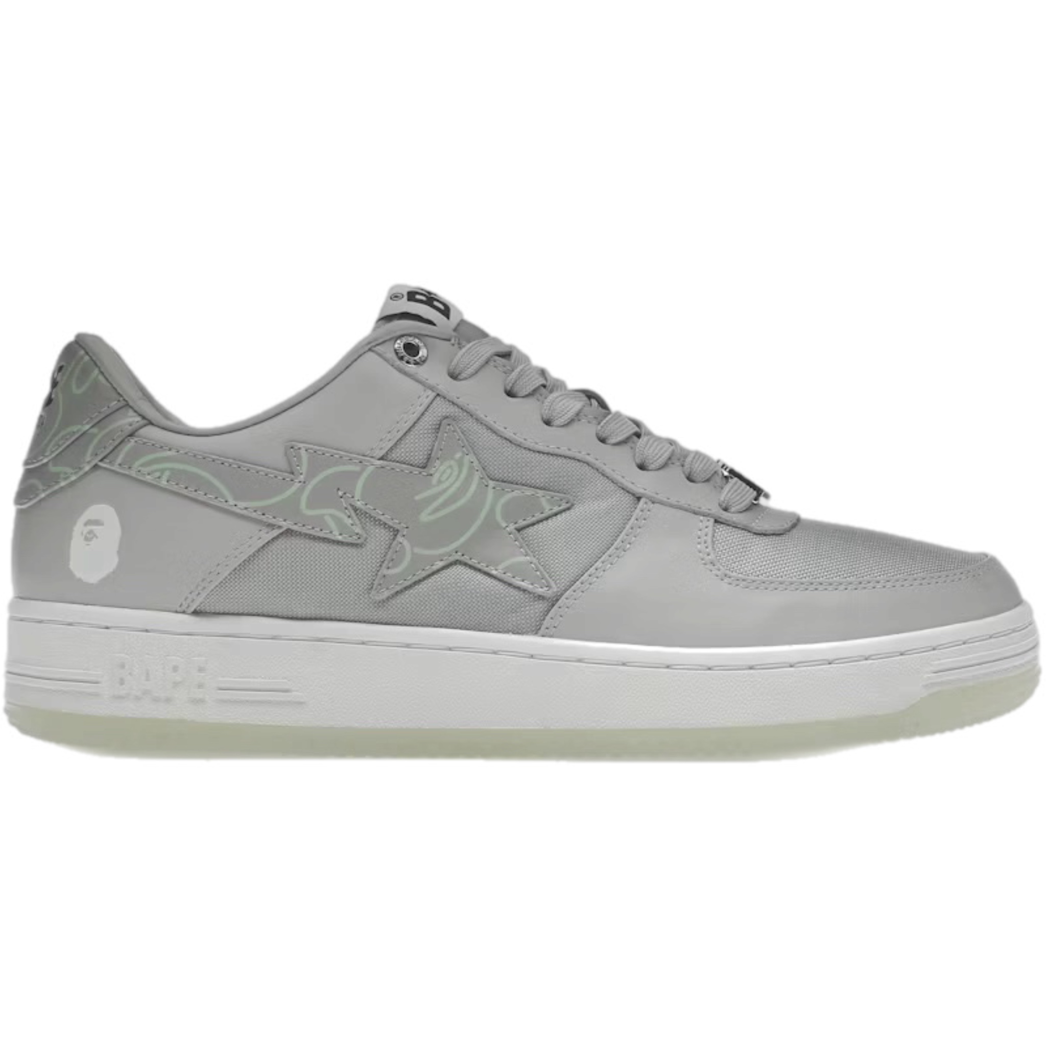 (44) A Bathing Ape Bapesta Text Code Camo Grey 2022