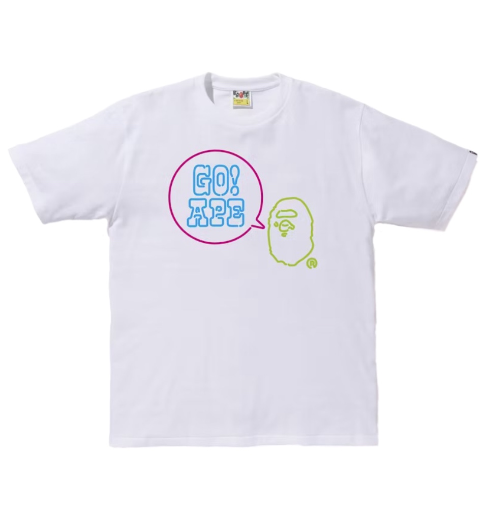 (XL) Bape Neon Sign Go Ape T-Shirt White 2020