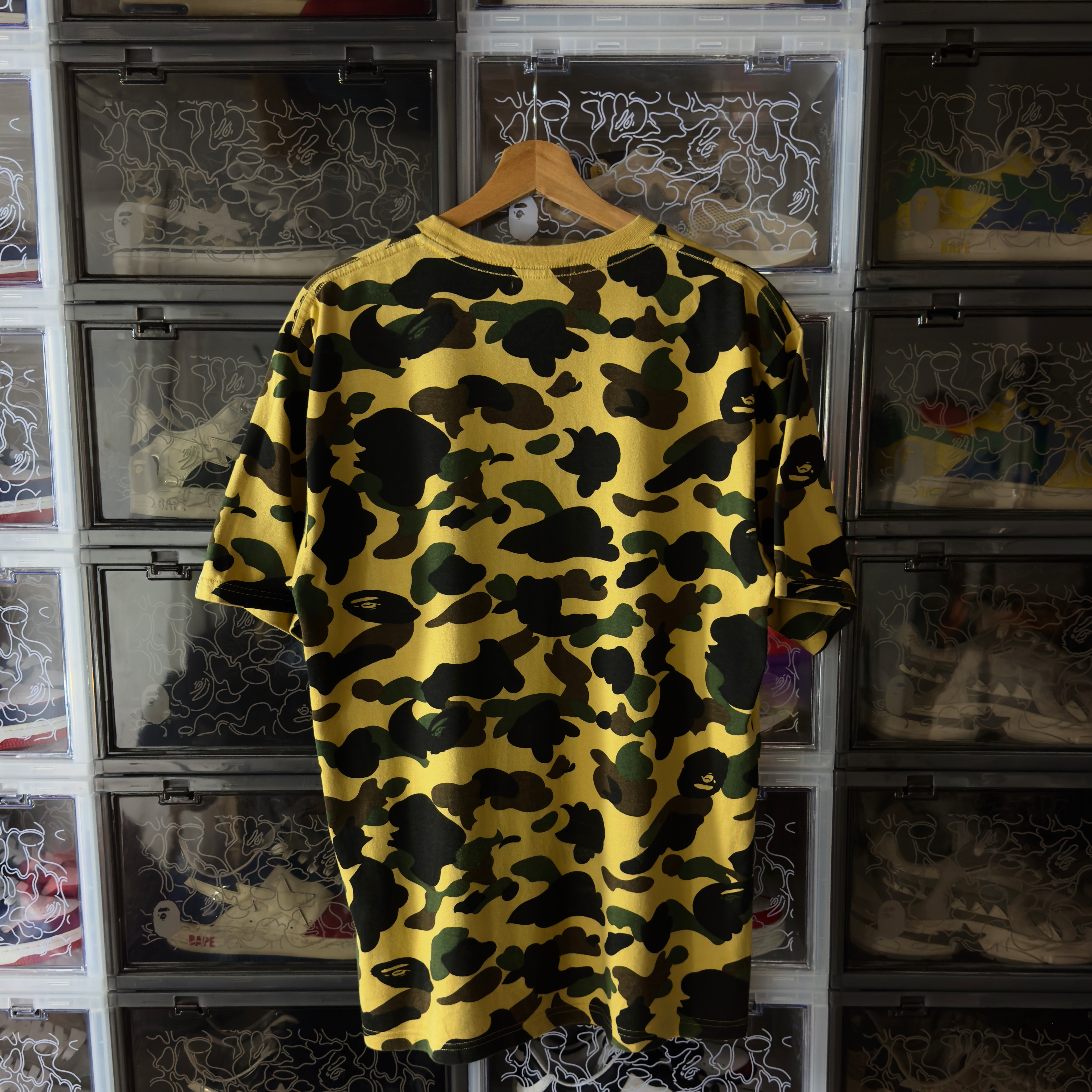 (L) Bape 1st Camo Shark Tee Yellow