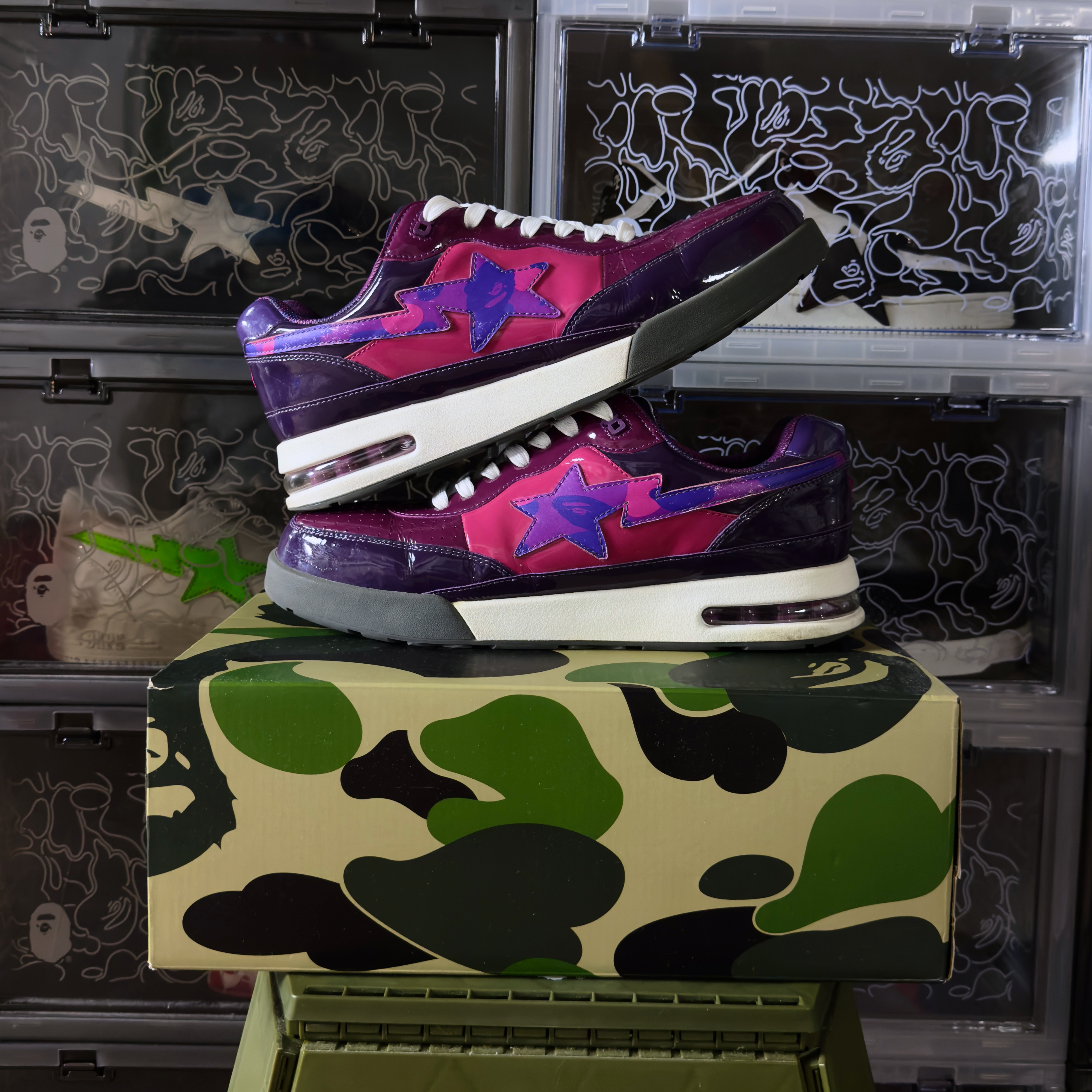 (46) A Bathing Ape Bape Roadsta Patent Leather Purple 2022