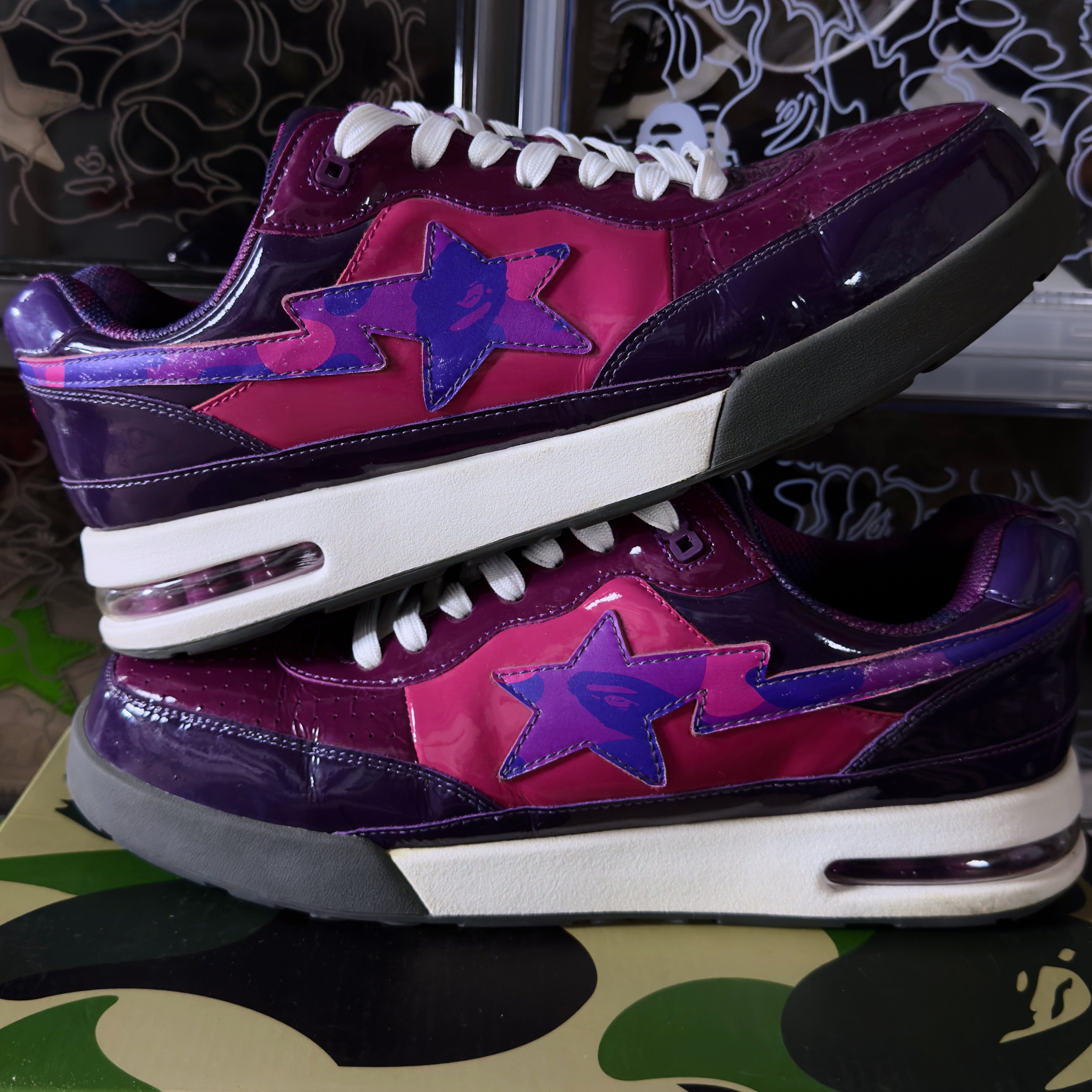 (46) A Bathing Ape Bape Roadsta Patent Leather Purple 2022