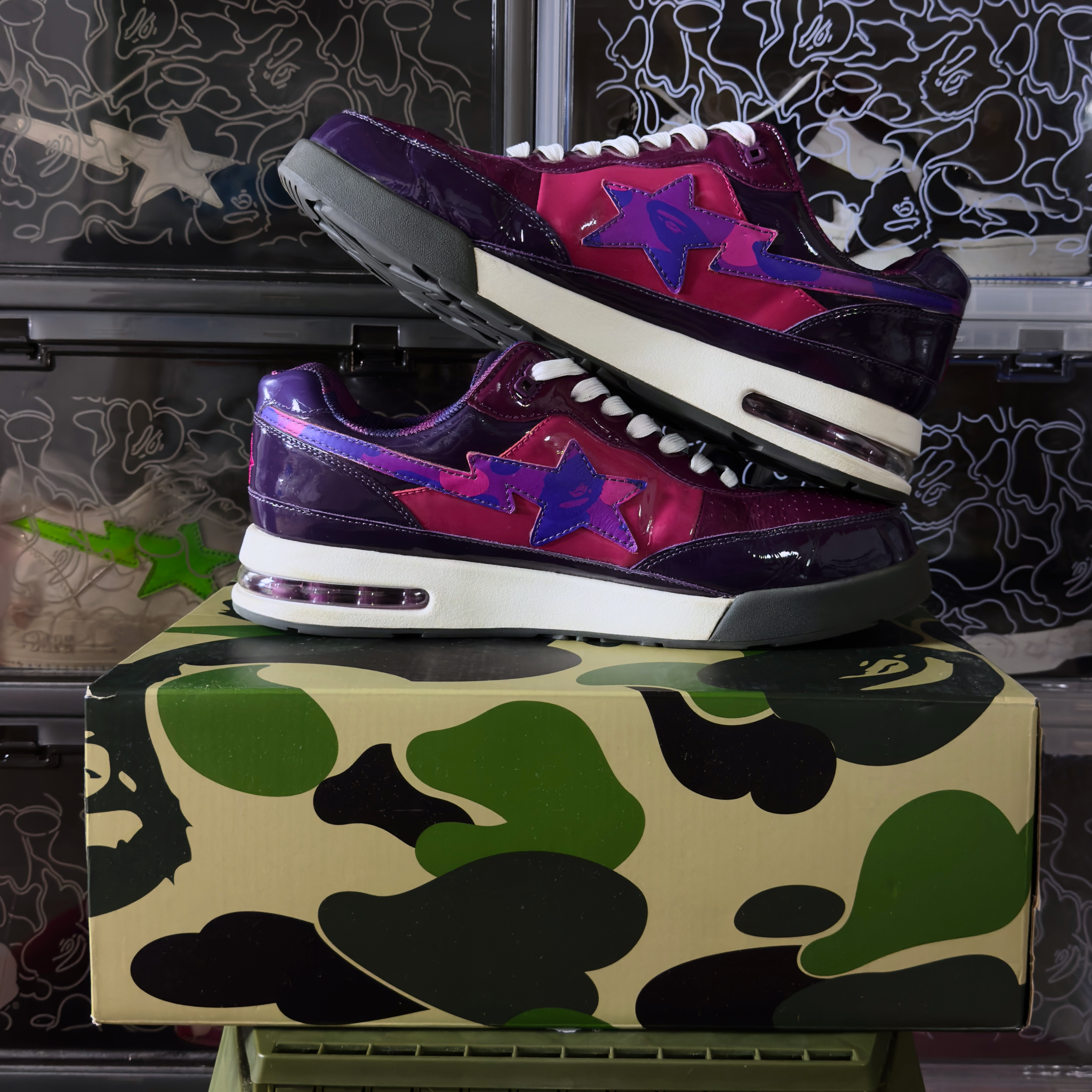 (46) A Bathing Ape Bape Roadsta Patent Leather Purple 2022