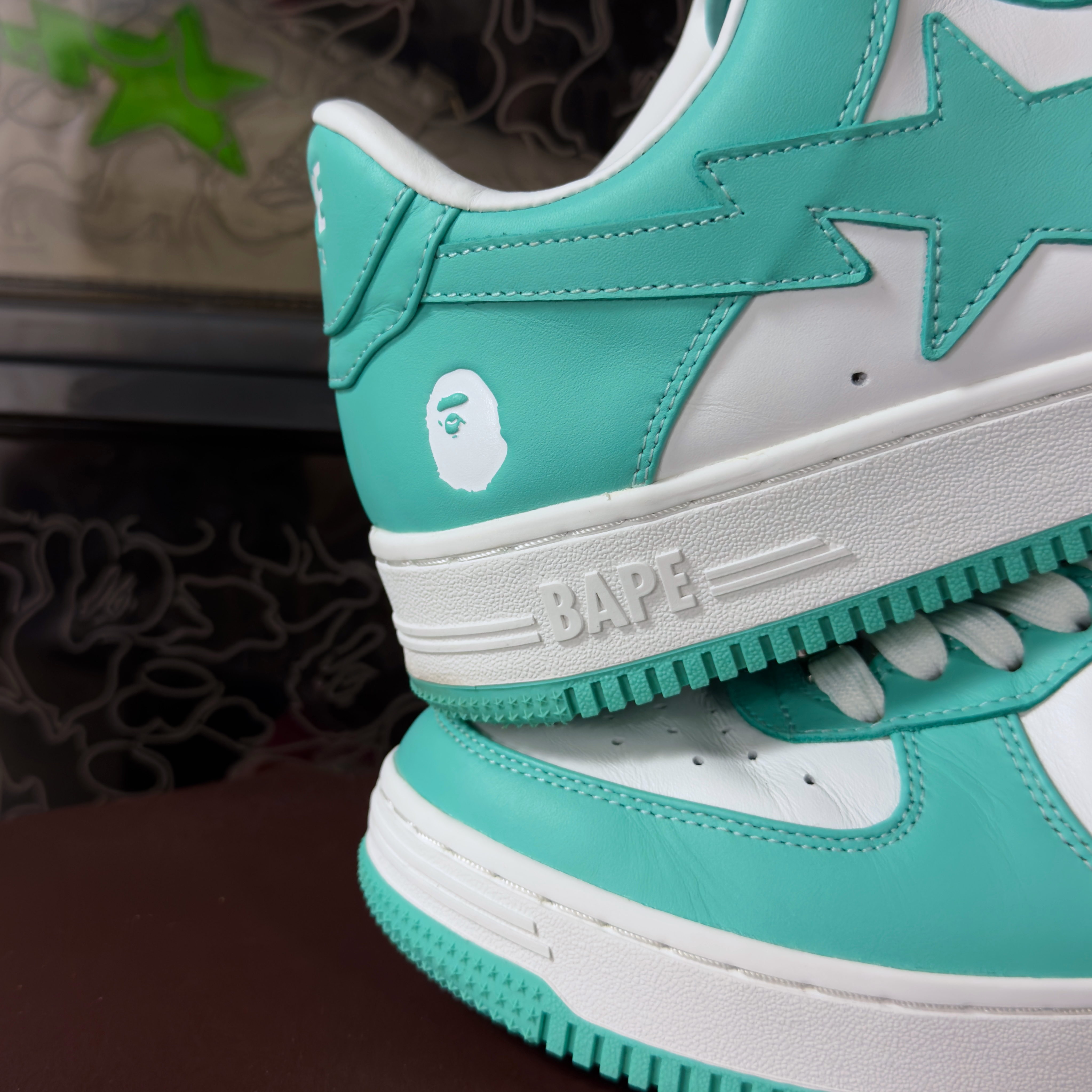 (42,5) A Bathing Ape Bapesta White/Green 2020