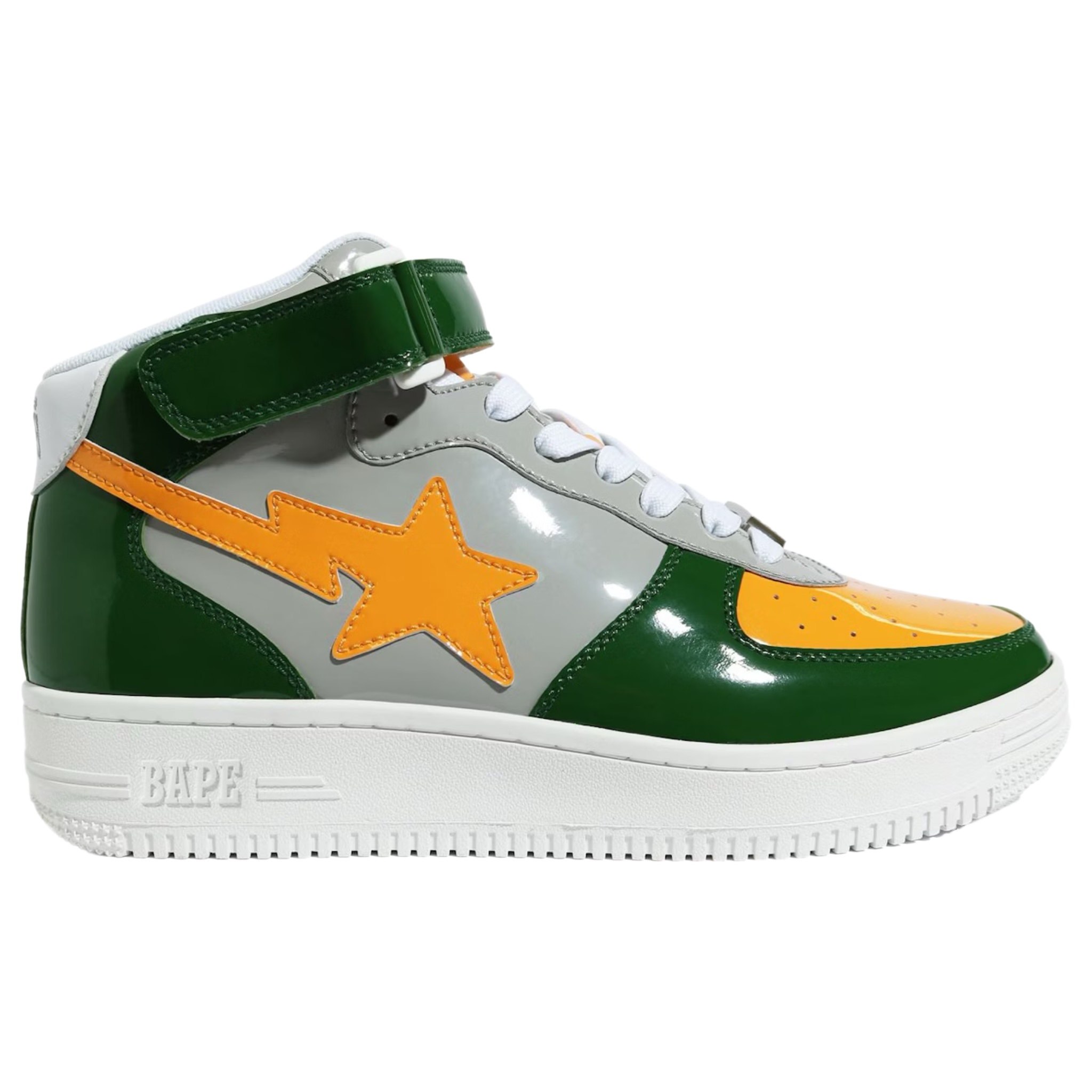 (44) A Bathing Ape Bapesta Mid Green/Orange 2020