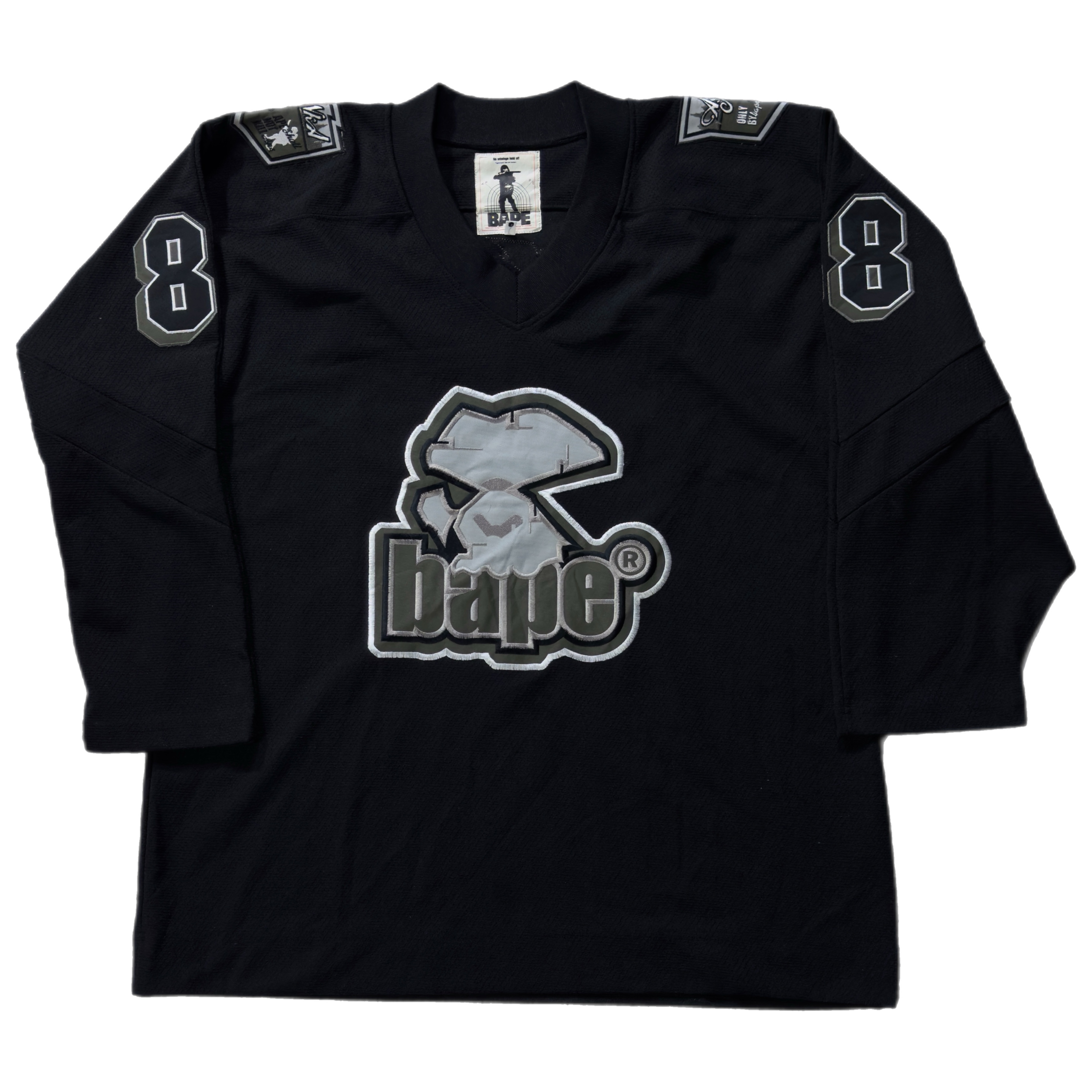 (L) Bape Angry Ape Head Hockey Jersey Black