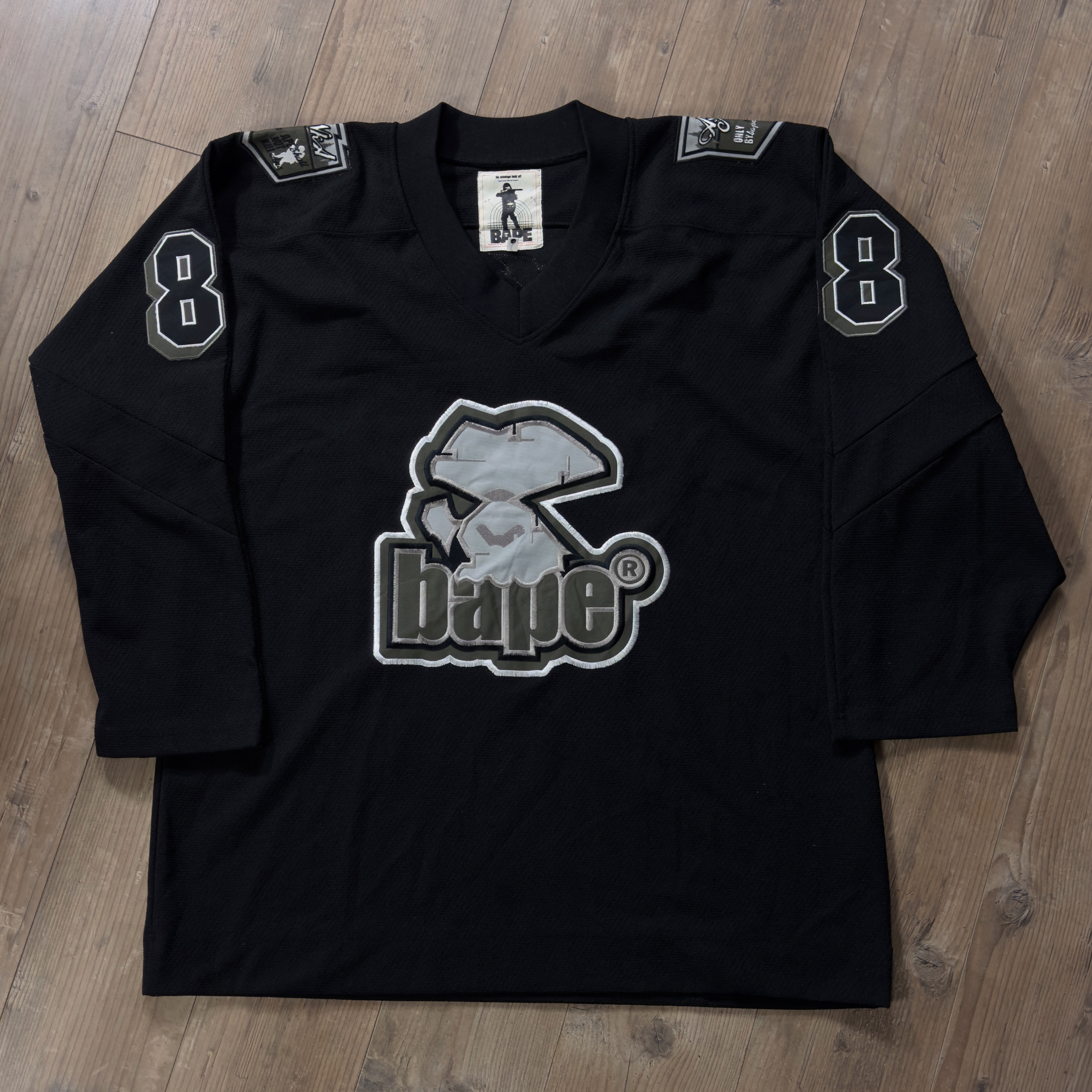 (L) Bape Angry Ape Head Hockey Jersey Black