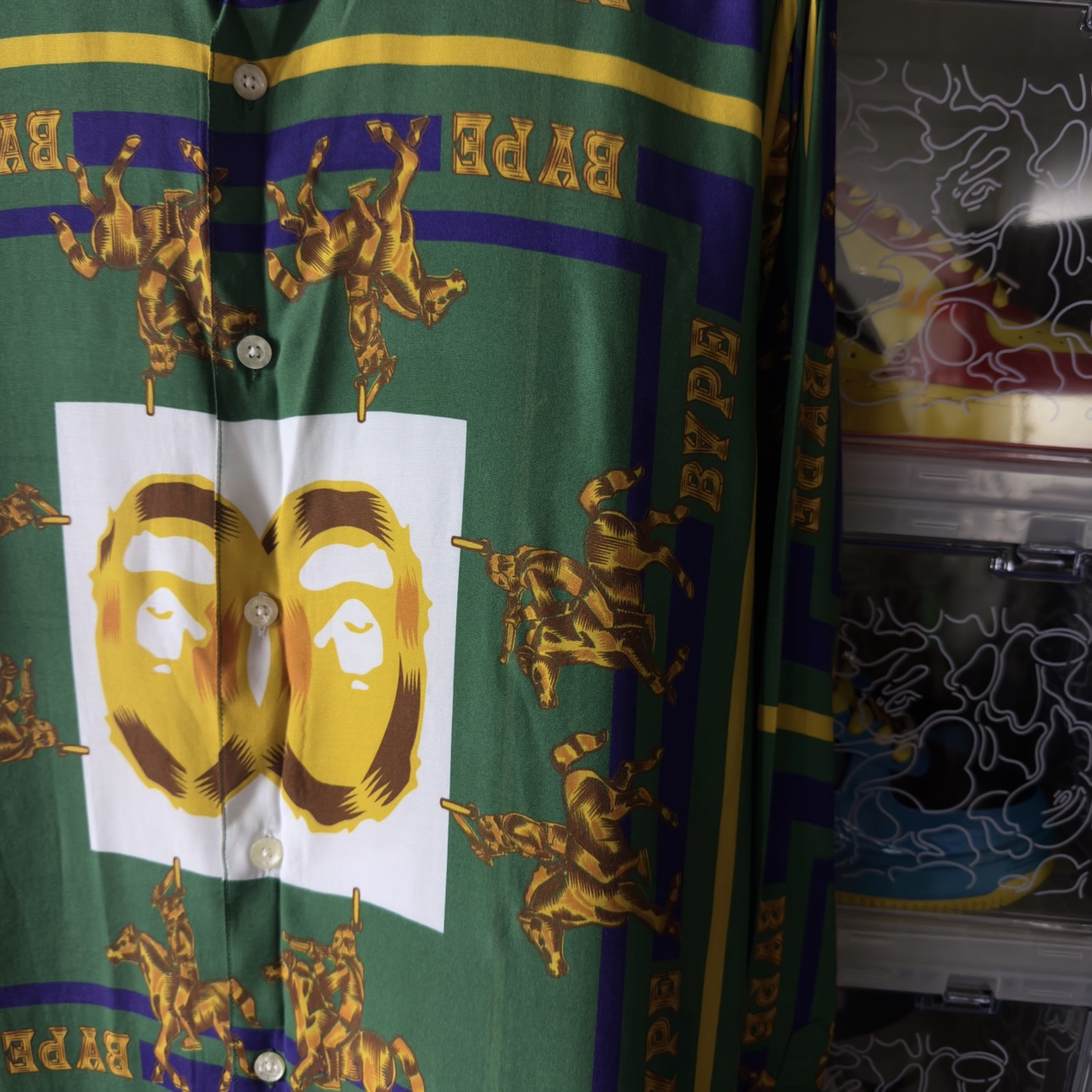 (S) Bape Double Ape Head Relaxed Shirt Green 2021